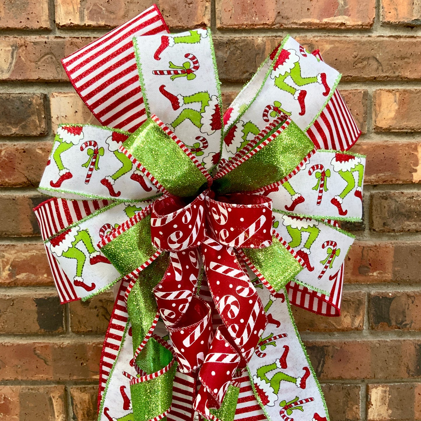 Christmas Bow for Lanterns, Grinch Bow, Christmas Mailbox Decor, Grinch Decor, Christmas Sconce Bow, Christmas Bow For Wreaths