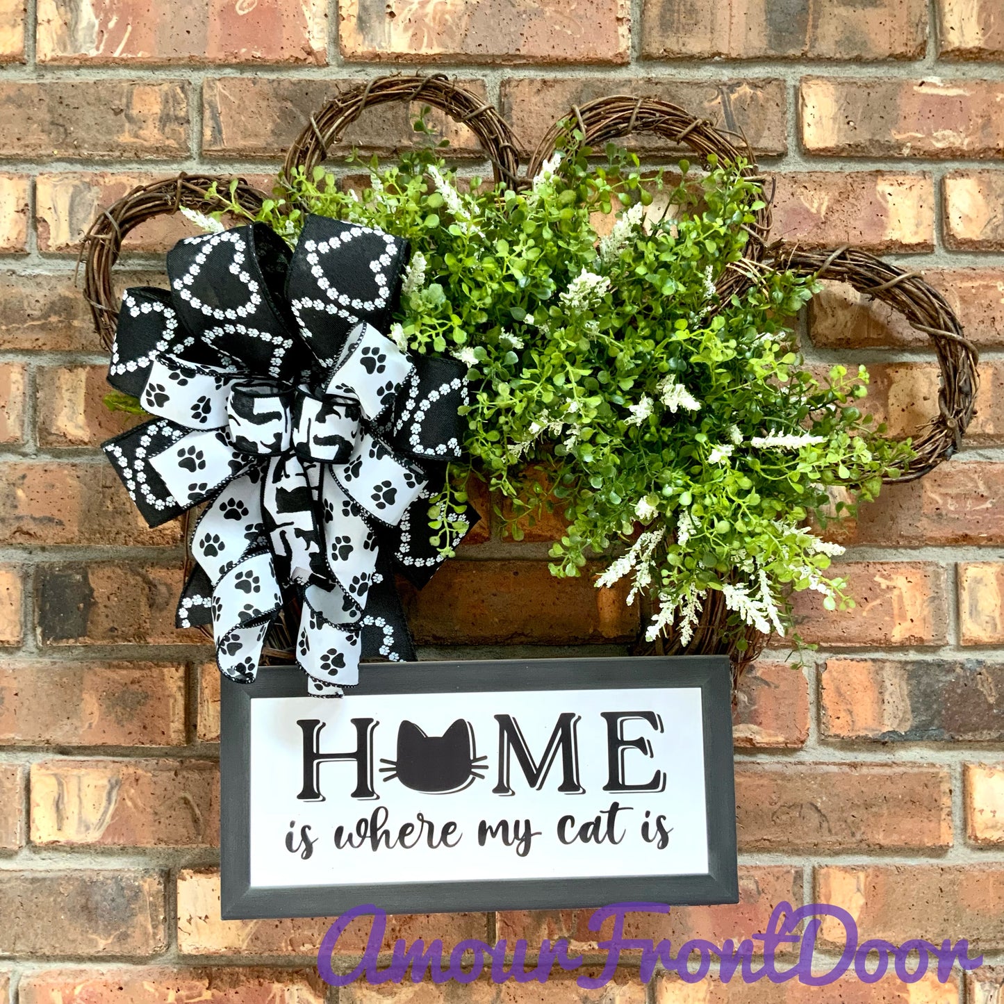 Cat Wreath, Cat Door Wreath, Cat Paw Print Wreath, Cat Grapevine Wreath, Cat Wreath For Front Door, Cat Door Hanger, 2025