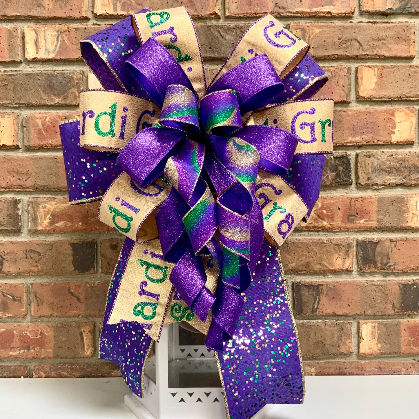 Mardi Gras Bow, Mardi Gras Decor, Mardi Gras Lantern Bow, Mardi Gras Mailbox Bow, Mardi Gras Wreath Bow, Mardi Gras Sconce Bow, 2025