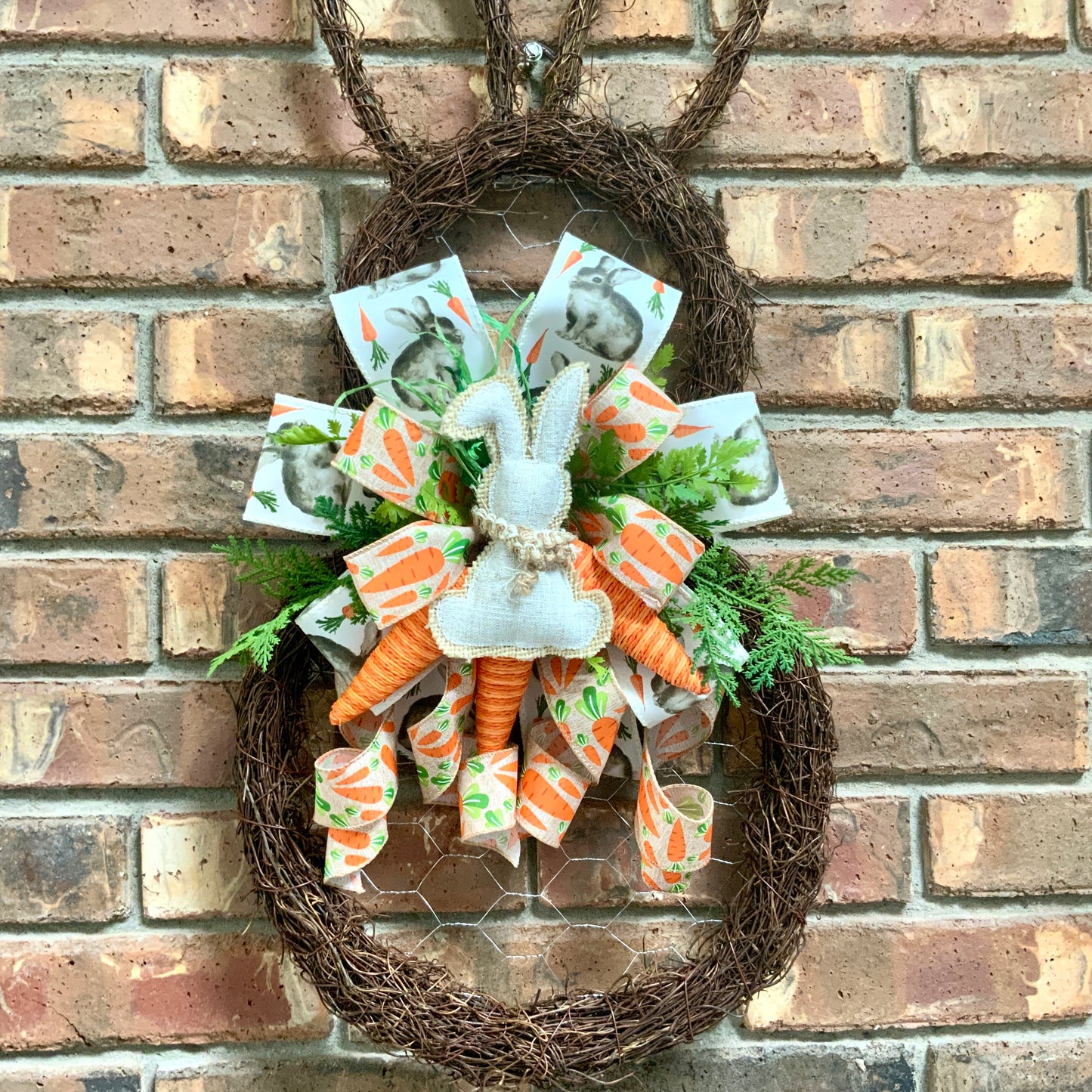 Easter Bunny Angel Vine Wreath, Easter Rabbit Wreath, Easter Grapevine Wreath, Easter Carrot Wreath, Easter Door Hanger For Front Door