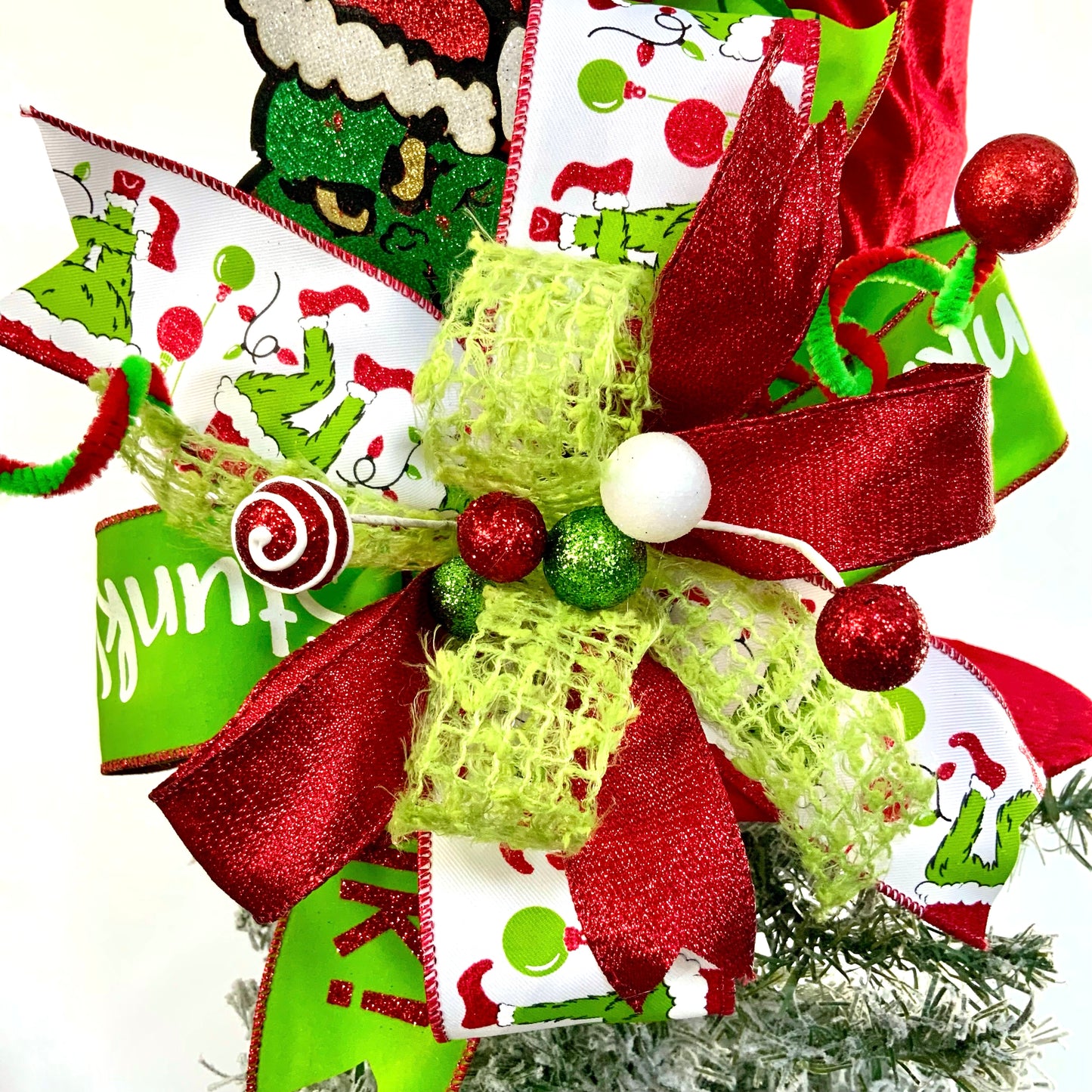 Christmas Tree Topper Bow, Grinch Tree Topper Bow, Christmas Hat Decor, Grinch Decor, Christmas Grinch Bow, Christmas Large Bow For Wreaths, 2025