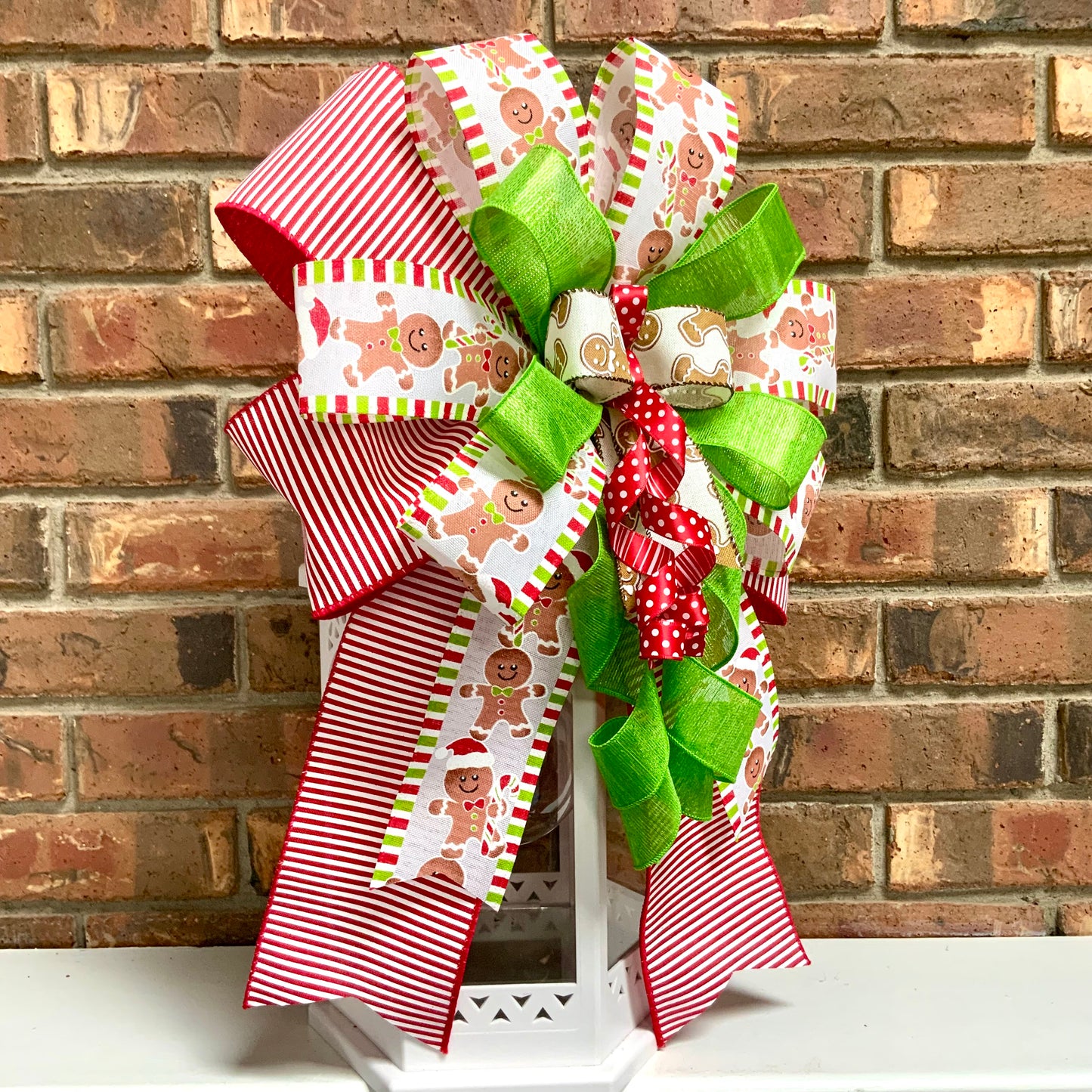 Christmas Bow for Lanterns, Gingerbread Bow, Christmas Mailbox Decor, Gingerbread Decor, Christmas Sconce Bow, Christmas Bow For Wreaths, 2024