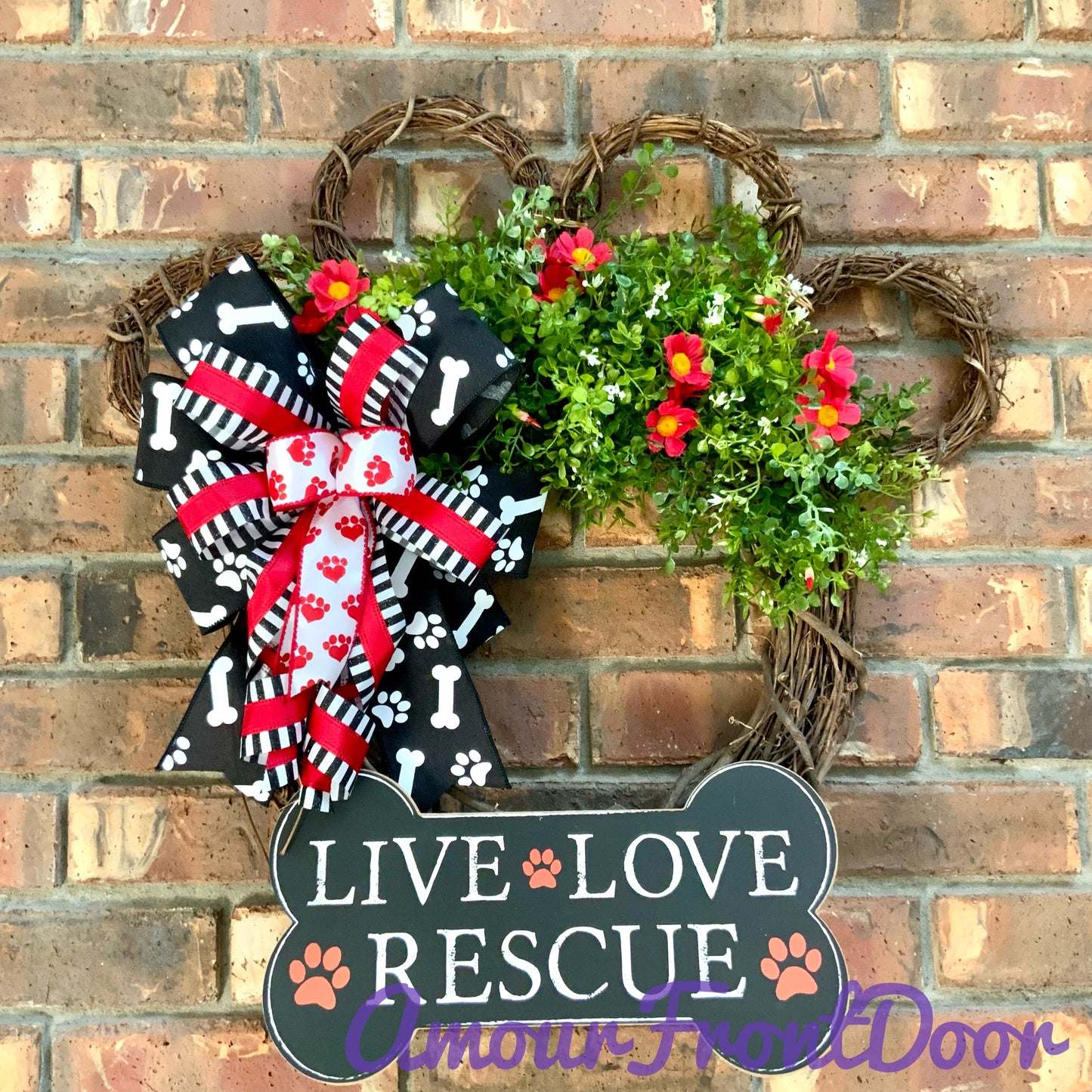 Dog Wreath, Live Love Rescue Wreath, Grapevine Paw Print Wreath, Dog Paw Print Wreath, Grapevine Dog Wreath, Rescue Wreath, 2025