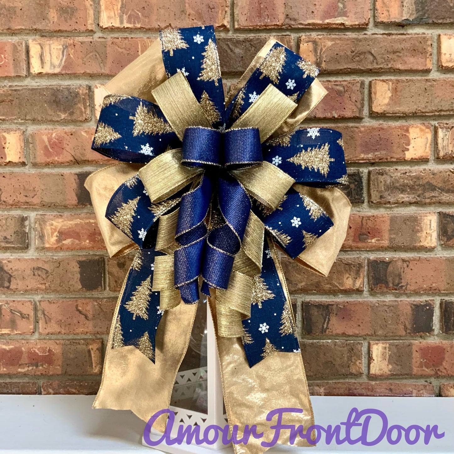 Blue and White Lantern Bow, Blue Winter Christmas Decor, Winter Holiday Bow, Snowflake Bow, Winter Lantern Bow, Winter Mailbox Bow, Winter Not Christmas Decor, 2024