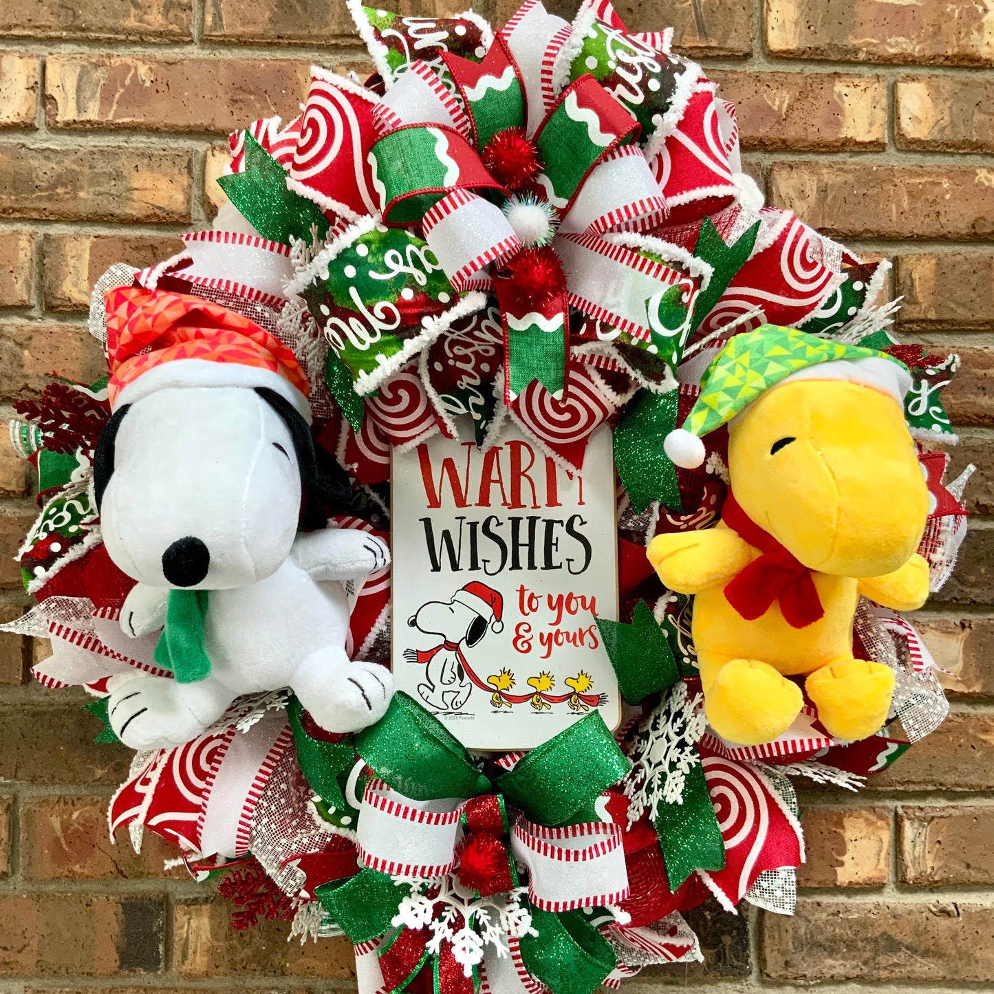 Christmas Snoopy Wreath, Christmas Snoopy Decor, Large Happy Holidays Wreath, Christmas Peanuts Decor, Snoopy and Woodstock Decor, Snoopy Merry Christmas Wreath, 2025