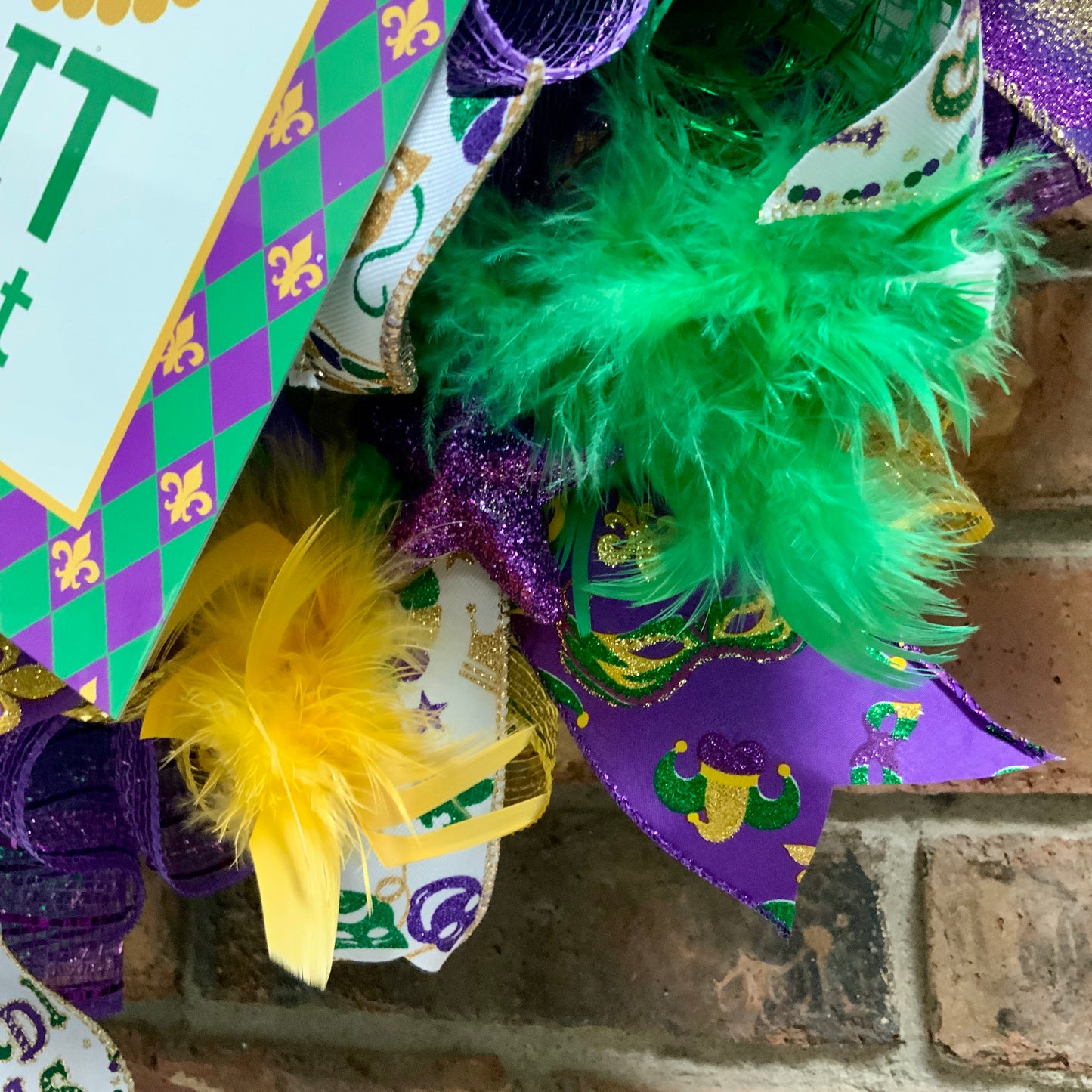 Mardi Gras Wreath, Mardi Gras Door Hanger, Mardi Gras Decor, New Orleans Decor, Mardi Gras Door Decoration