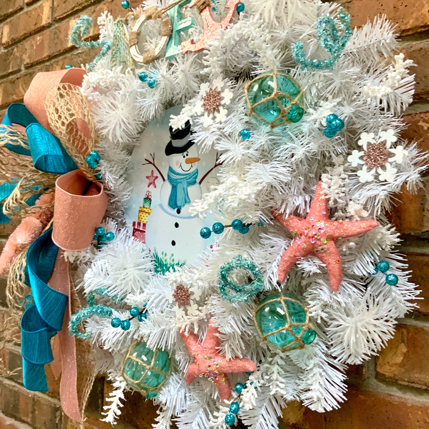 Winter Beach Wreath, Coastal Winter Wreath, Noel Winter Wreath, Noel Christmas Wreath, White Christmas Door Hanger For Front Door