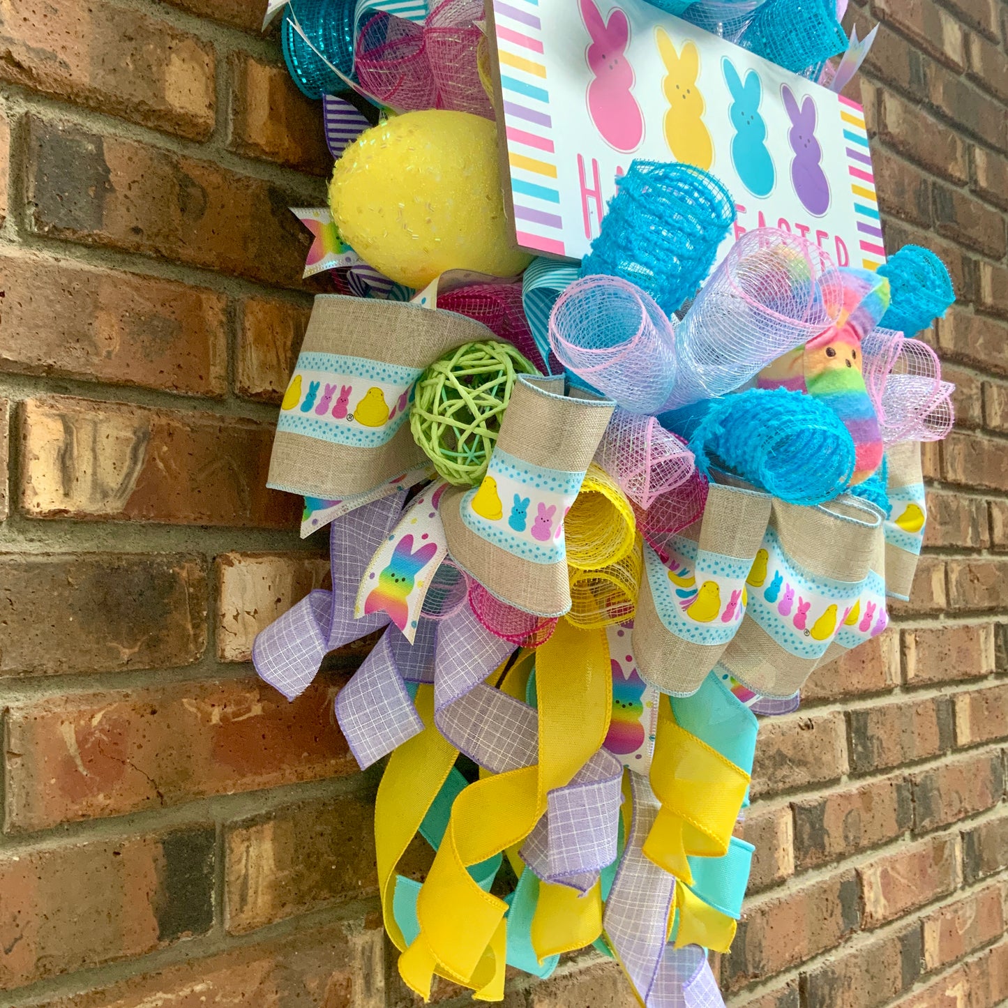 Easter Peeps Wreath, Easter Peeps Door Hanger, Easter Swag, Large Easter Wreath, Easter Bunny Swag, Easter Rabbit Wreath For Front Door