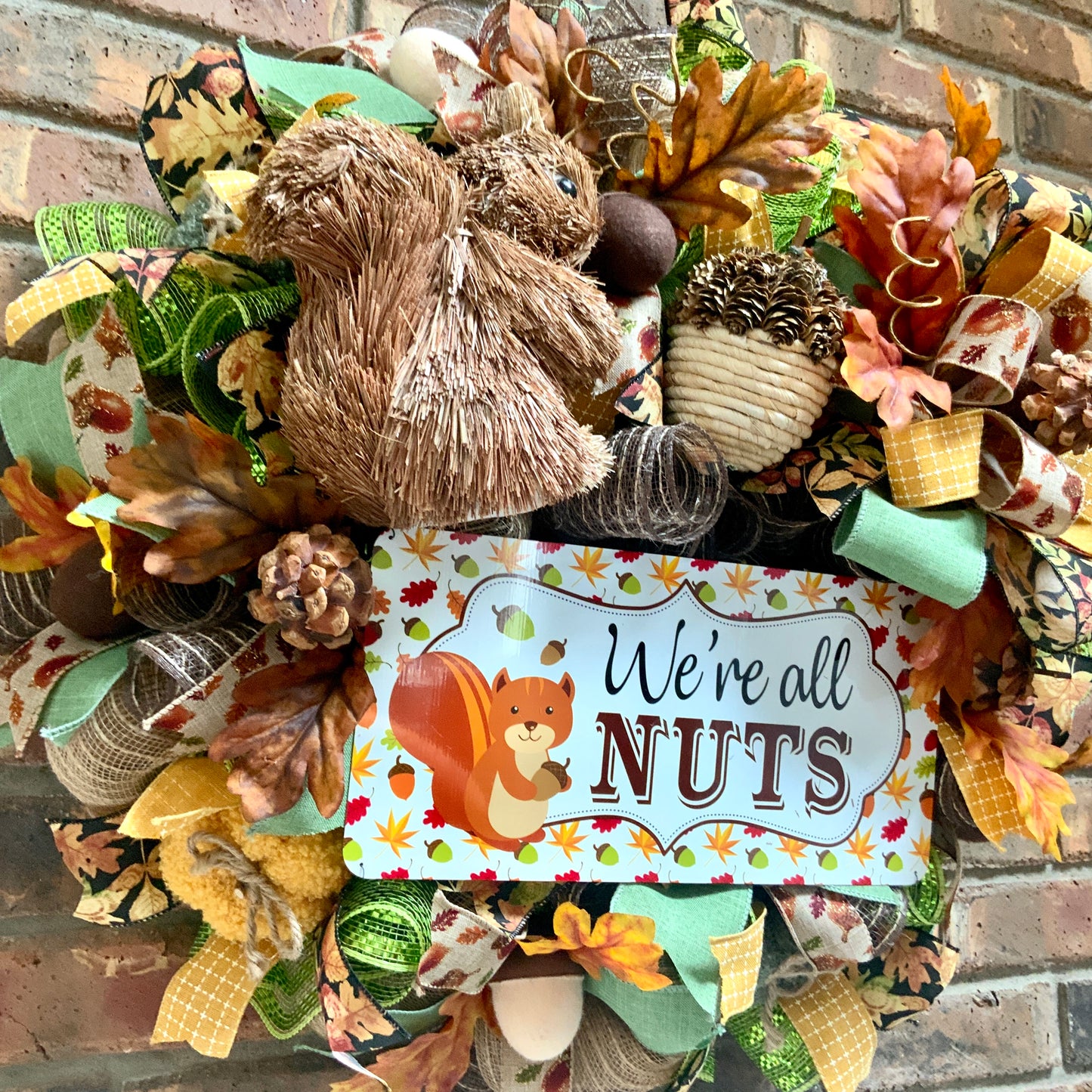 Fall Wreath, Autumn Door Hanger, Fall Rustic Decor, Fall Squirrel Decor, Acorn Decor, Fall Door Hanger