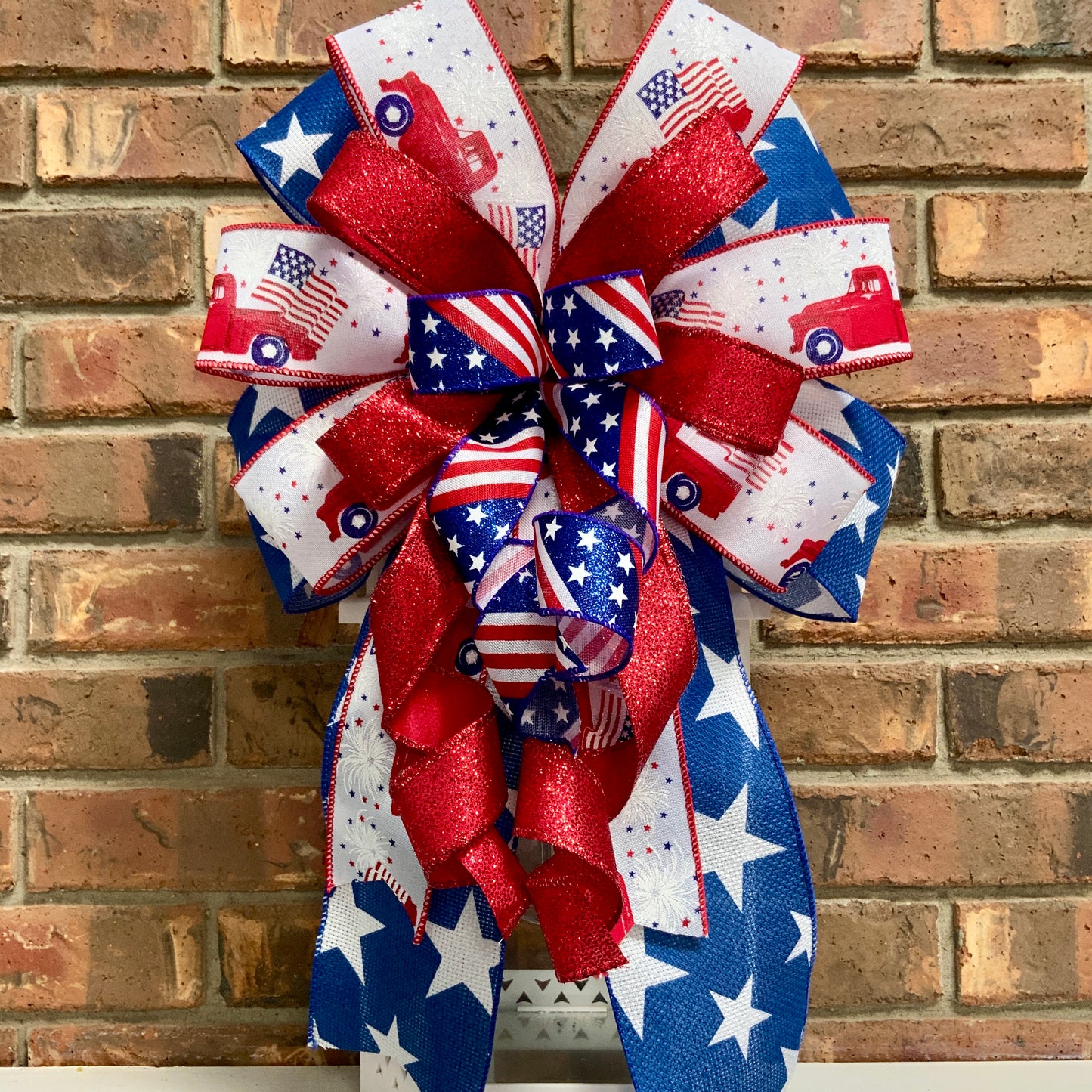 Patriotic Bow, American Bow, USA Bow, Fourth of July Sconce Bow, Independence Day Mailbox Bow, Patriotic Lantern Bow, Memorial Day Decor, Veterans Day Decor, 2024