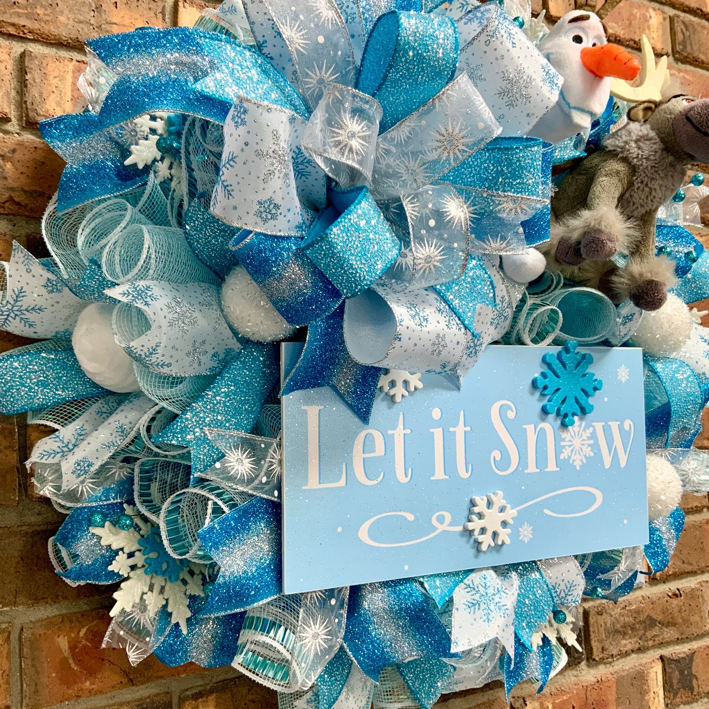 Olaf Wreath, Let It Snow Wreath, Blue Winter Wreath, Winter Snowflake Wreath, Large Winter Wreath, Winter Not Christmas Wreath, 2023