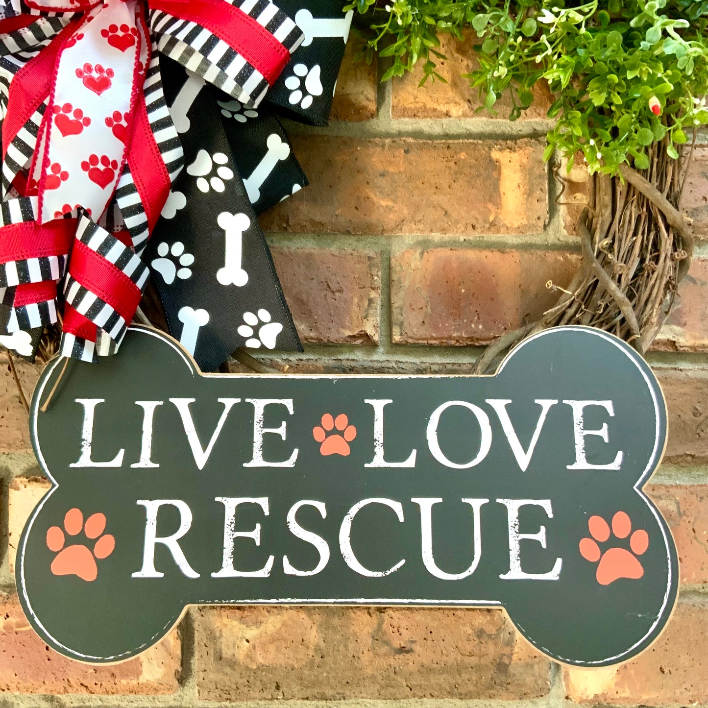 Dog Wreath, Live Love Rescue Wreath, Grapevine Paw Print Wreath, Dog Paw Print Wreath, Grapevine Dog Wreath, Rescue Wreath, 2025