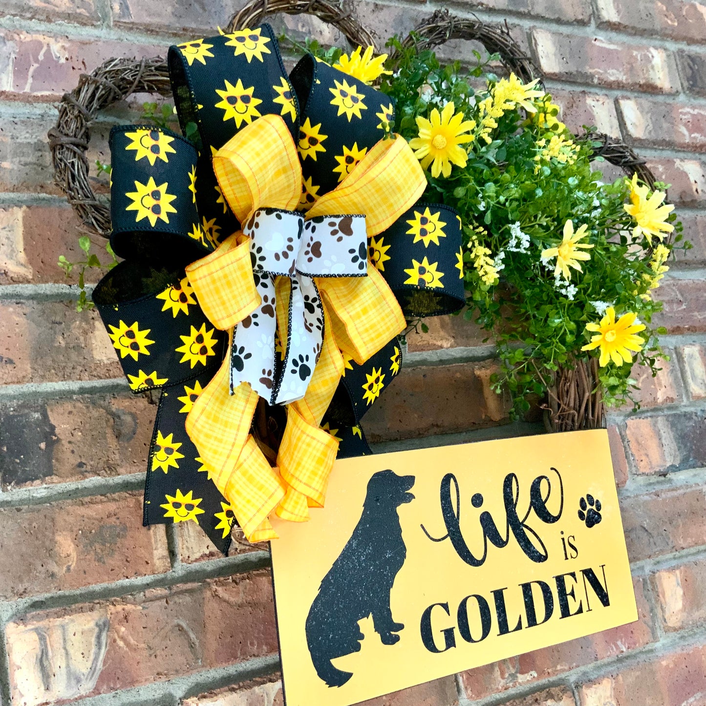 Golden Retriever Wreath, Dog Wreath, Life Is Golden Wreath, Dog Grapevine Wreath, Dog Decor, Golden Retriever Door Hanger, Dog Paw Print Wreath, 2025