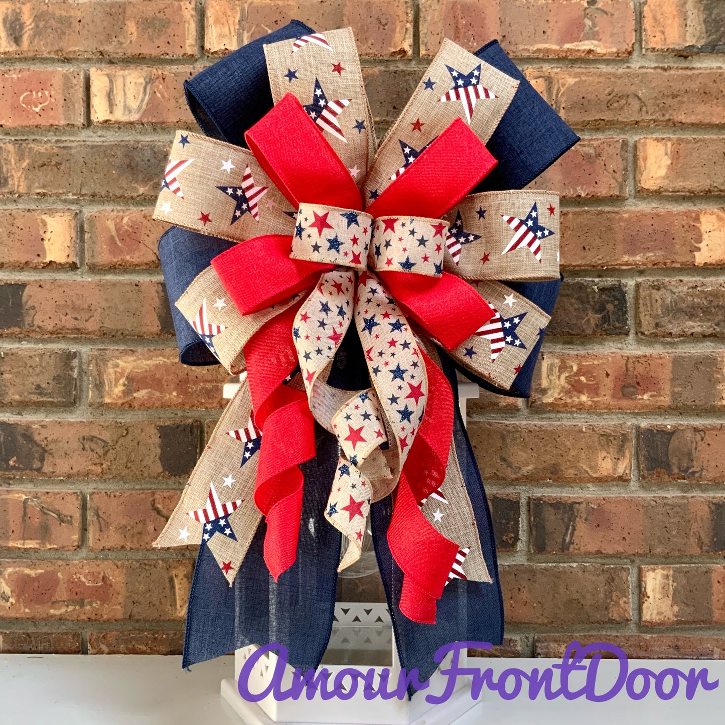 Patriotic Bow, American Bow, USA Bow, Fourth of July Sconce Bow, Independence Day Mailbox Bow, Patriotic Lantern Bow, Memorial Day Decor, Veterans Day Decor, 2024