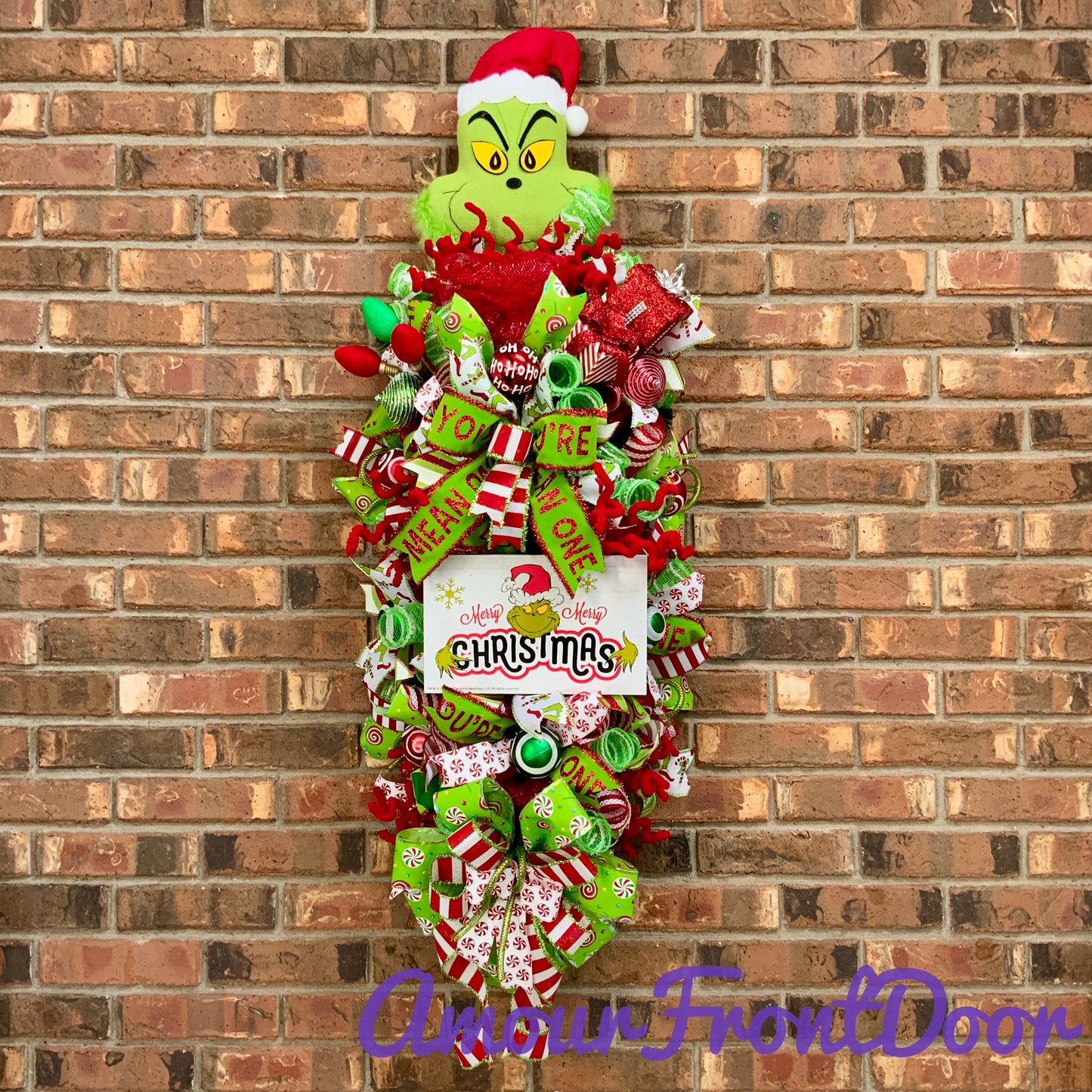 Grinch Swag, Large Grinch Door Hanger, Christmas Grinch Wreath, Custom Order