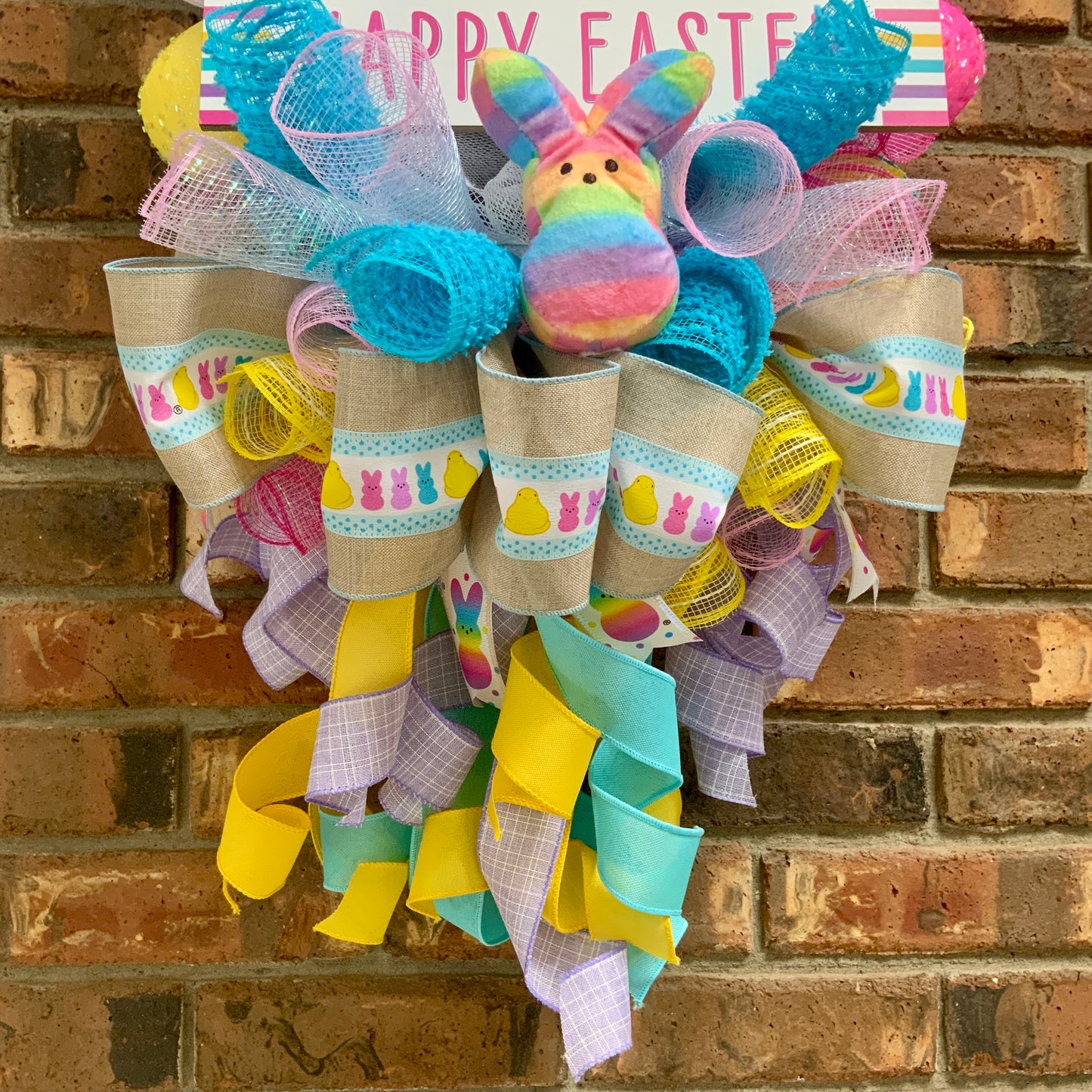 Easter Peeps Wreath, Easter Peeps Door Hanger, Easter Swag, Large Easter Wreath, Easter Bunny Swag, Easter Rabbit Wreath For Front Door