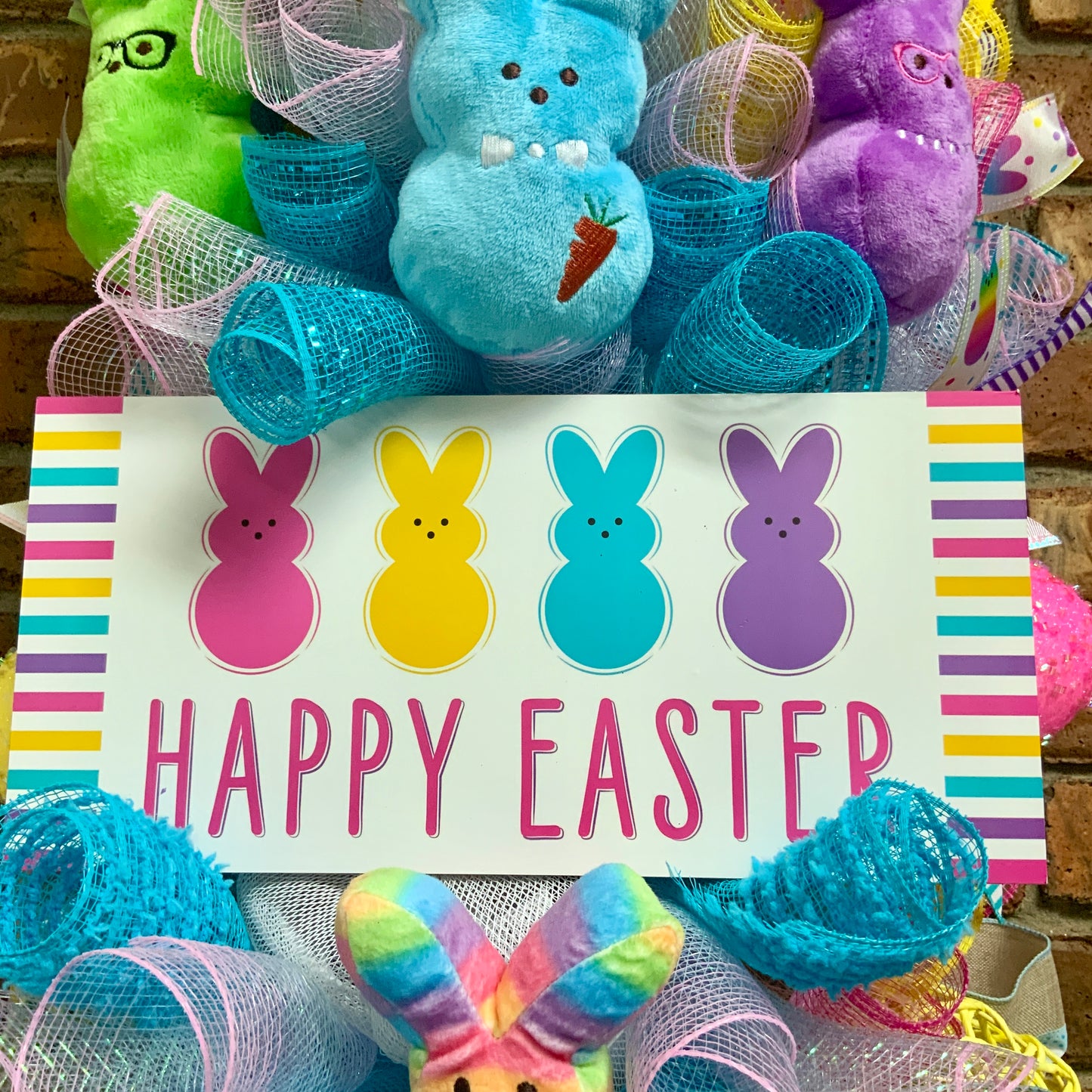 Easter Peeps Wreath, Easter Peeps Door Hanger, Easter Swag, Large Easter Wreath, Easter Bunny Swag, Easter Rabbit Wreath For Front Door