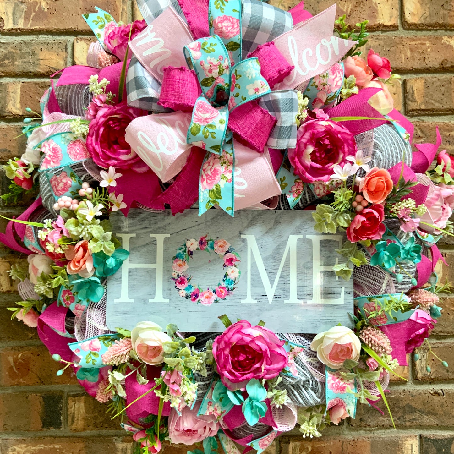 Welcome Summer Wreath, Pink Rose Wreath, French Country Decor, Rose Welcome Decor, Farmhouse Decor