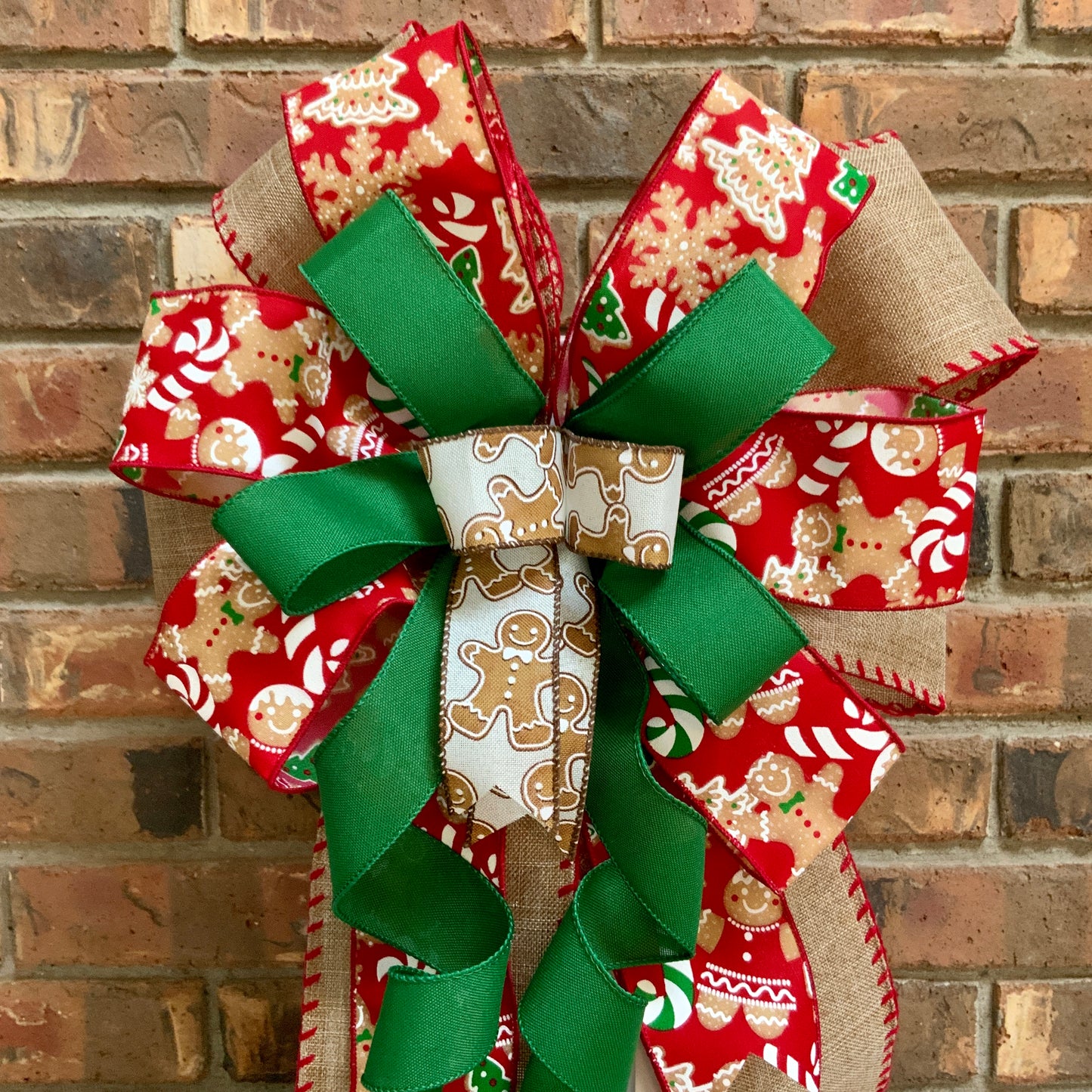 Christmas Bow for Lanterns, Gingerbread Bow, Christmas Mailbox Decor, Gingerbread Decor, Christmas Sconce Bow, Christmas Bow For Wreaths