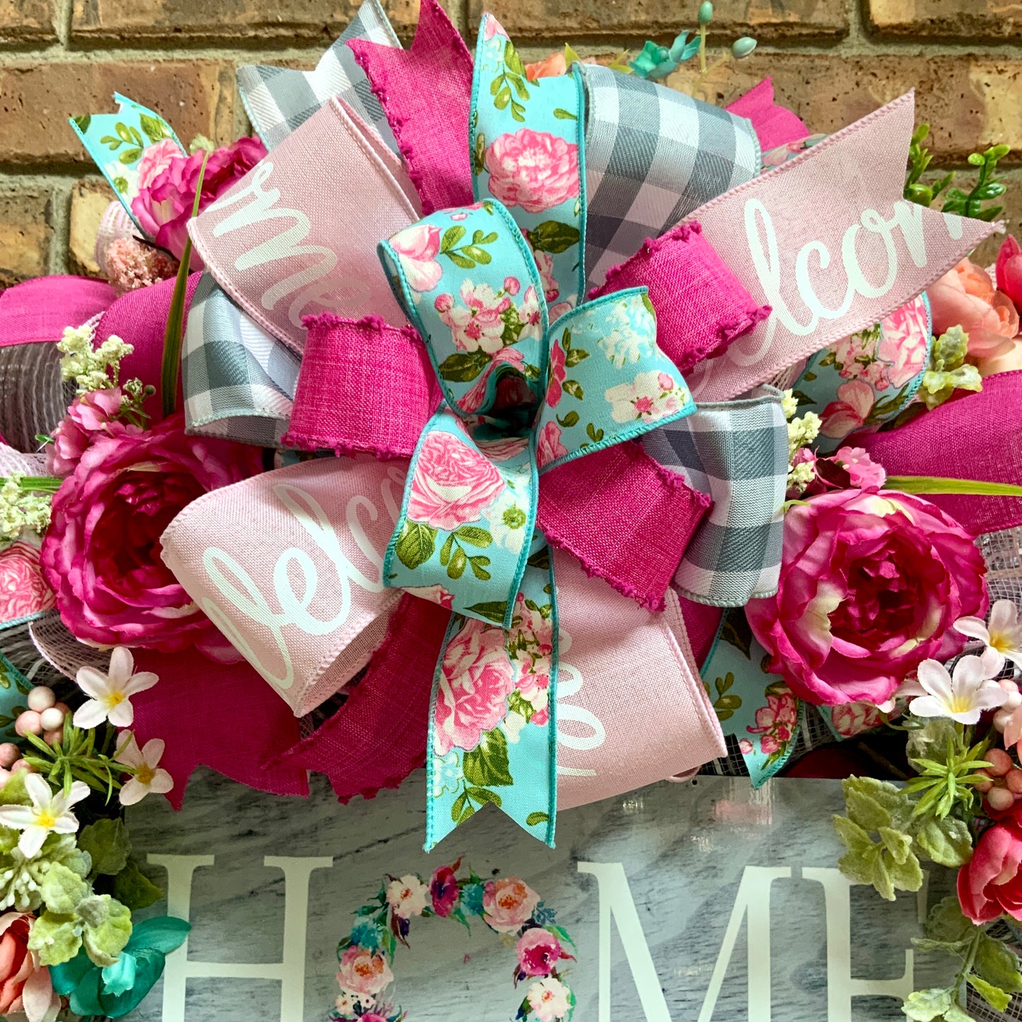 Welcome Summer Wreath, Pink Rose Wreath, French Country Decor, Rose Welcome Decor, Farmhouse Decor