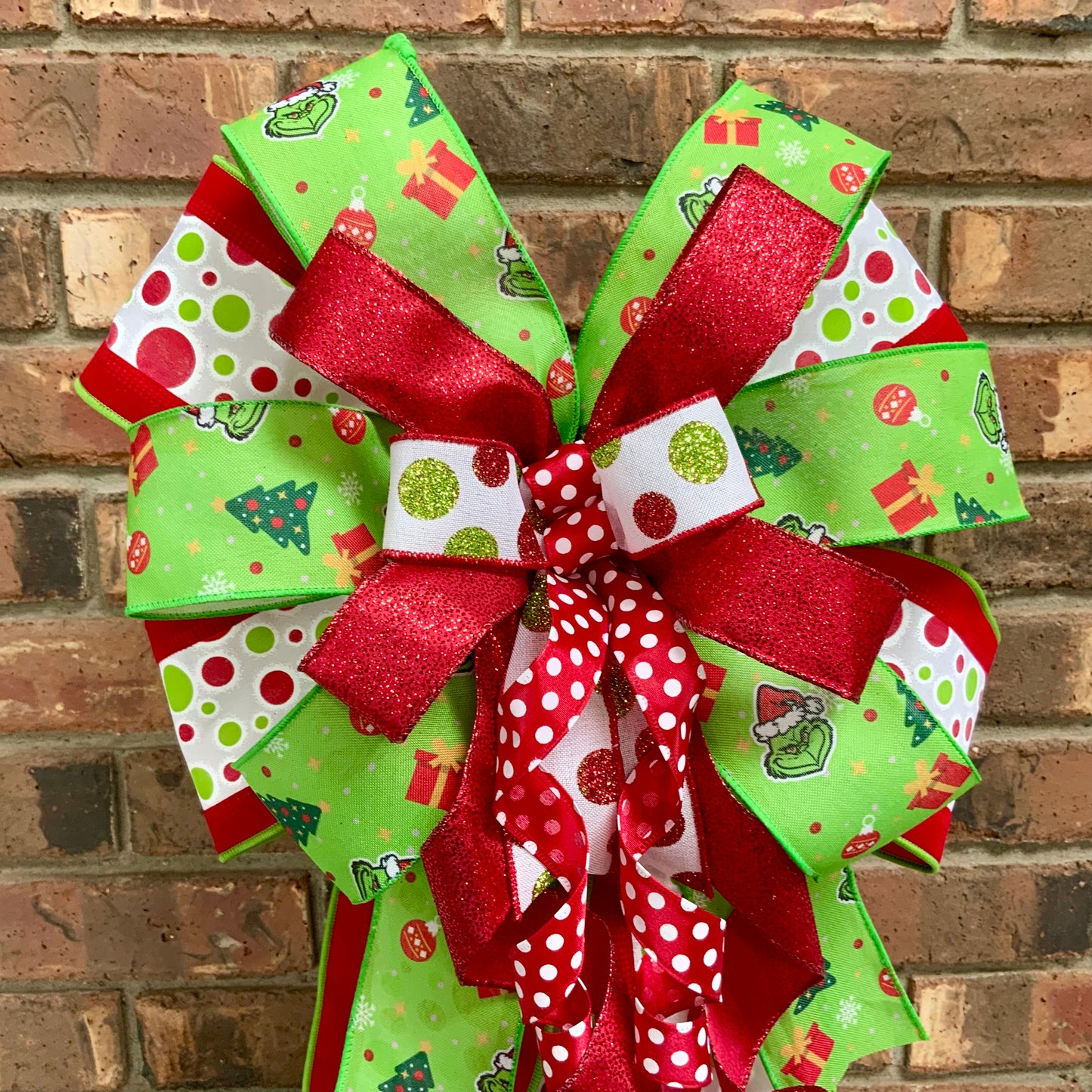 Christmas Bow for Lanterns, Grinch Bow, Christmas Mailbox Decor, Grinch Decor, Christmas Sconce Bow, Christmas Bow For Wreaths, 2025