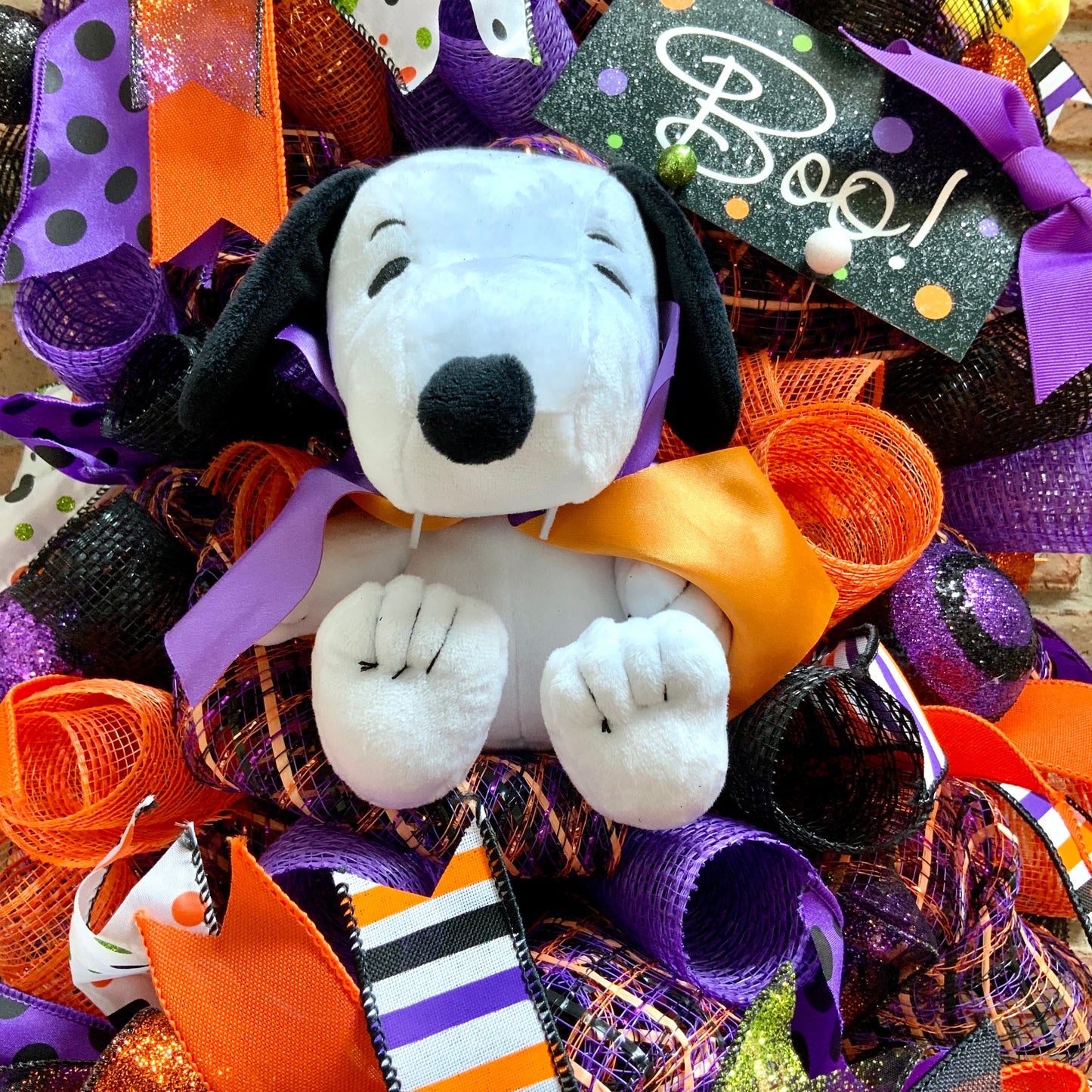 Halloween Snoopy Wreath, Halloween Snoopy Decor, Snoopy and Woodstock Door Hanger, Halloween Dog Door Hanger, Halloween Swag For Front Door