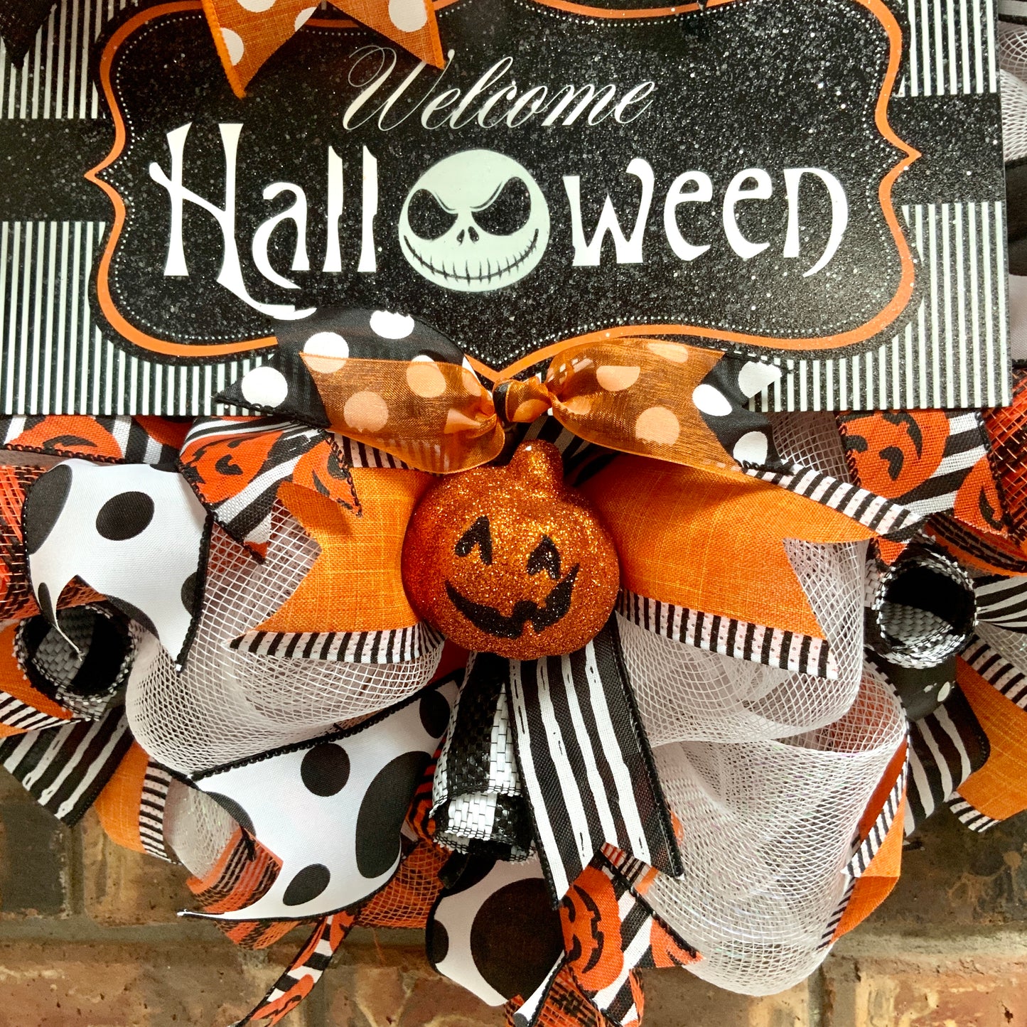 Halloween Welcome Wreath, Jack Skellington Wreath, Happy Halloween Decor, Halloween Jack Skellington Door Hanger