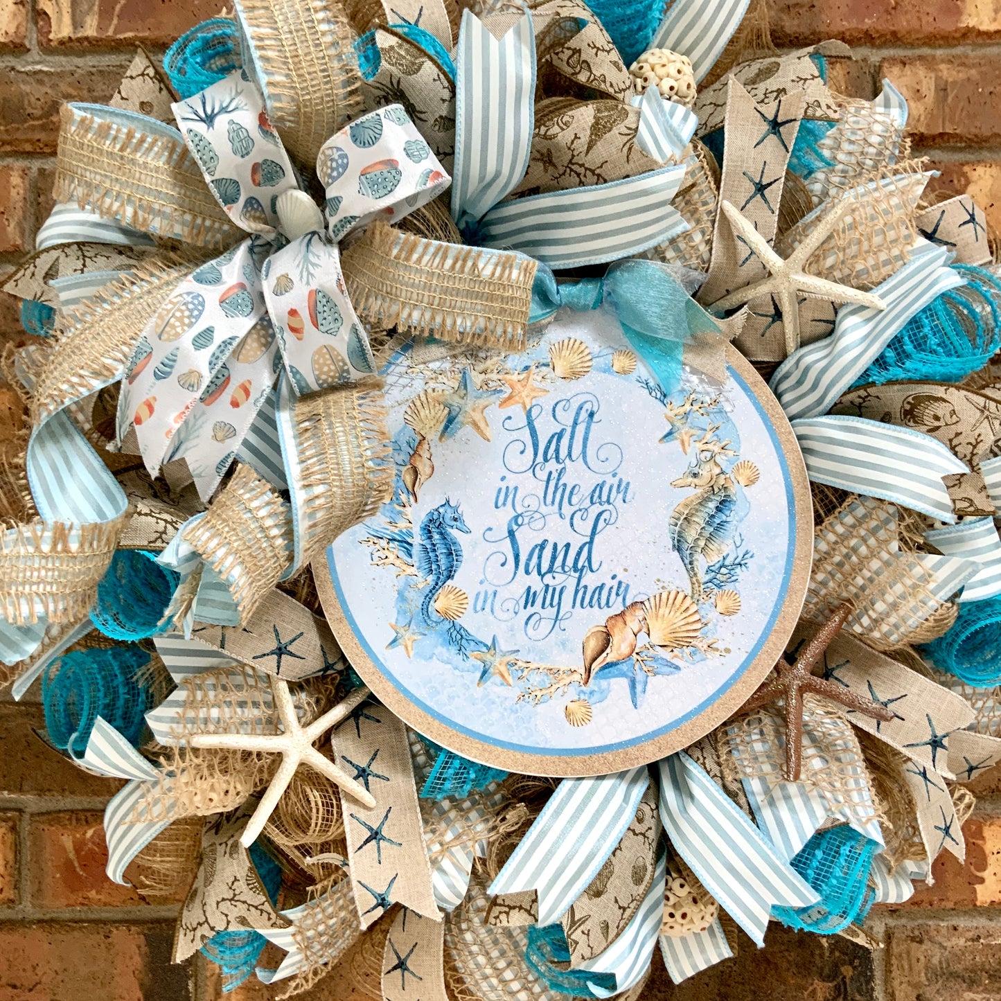 Ocean Wreath For Front Door, Beach Door Hanger, Star Fish Decor, Sea Shell Wreath, Beach Home Decor, Lake House Wreath