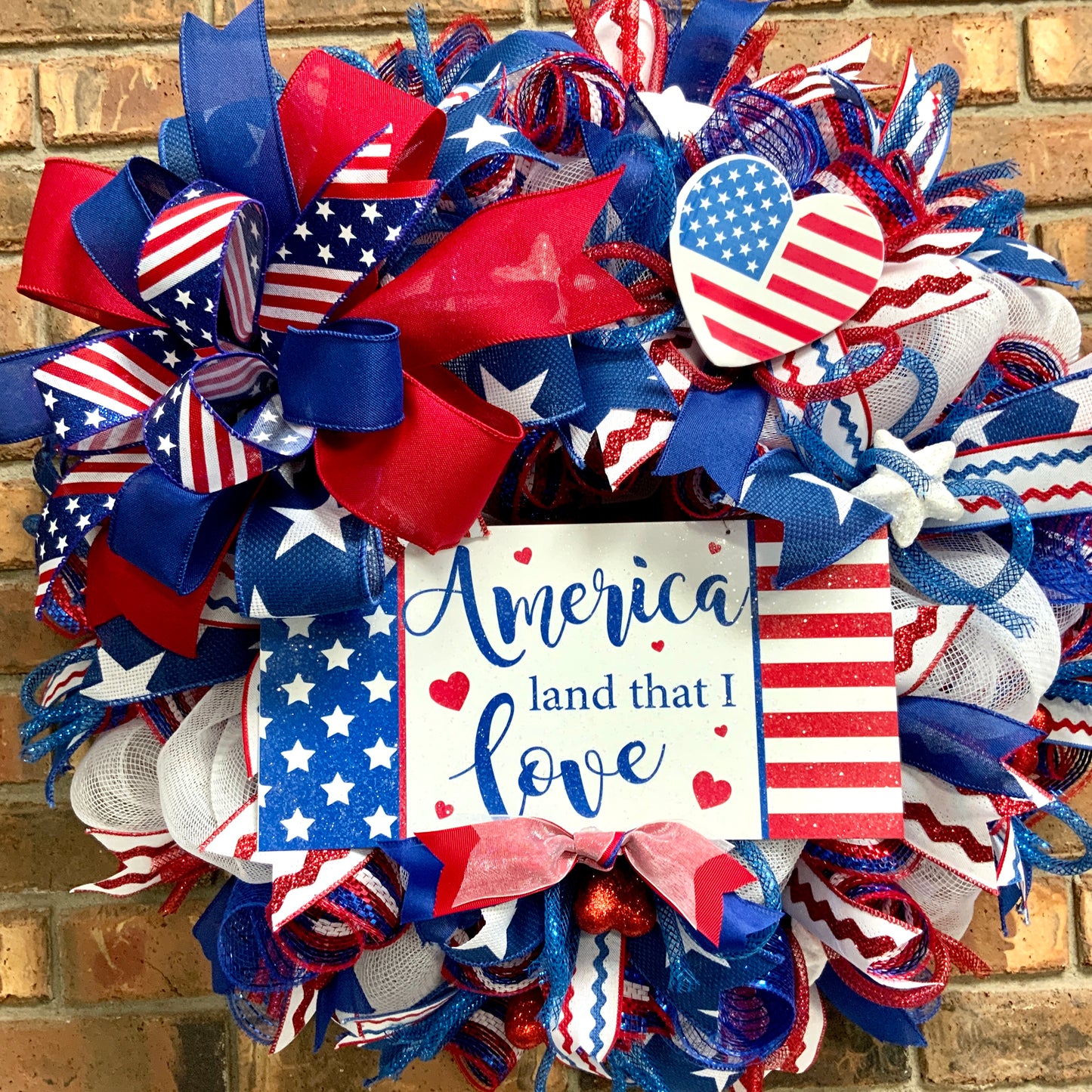 America Land That I Love, Patriotic Wreath For Front Door, Fourth Of July Wreath, American Wreath, Patriotic Decor, Memorial Day Wreath