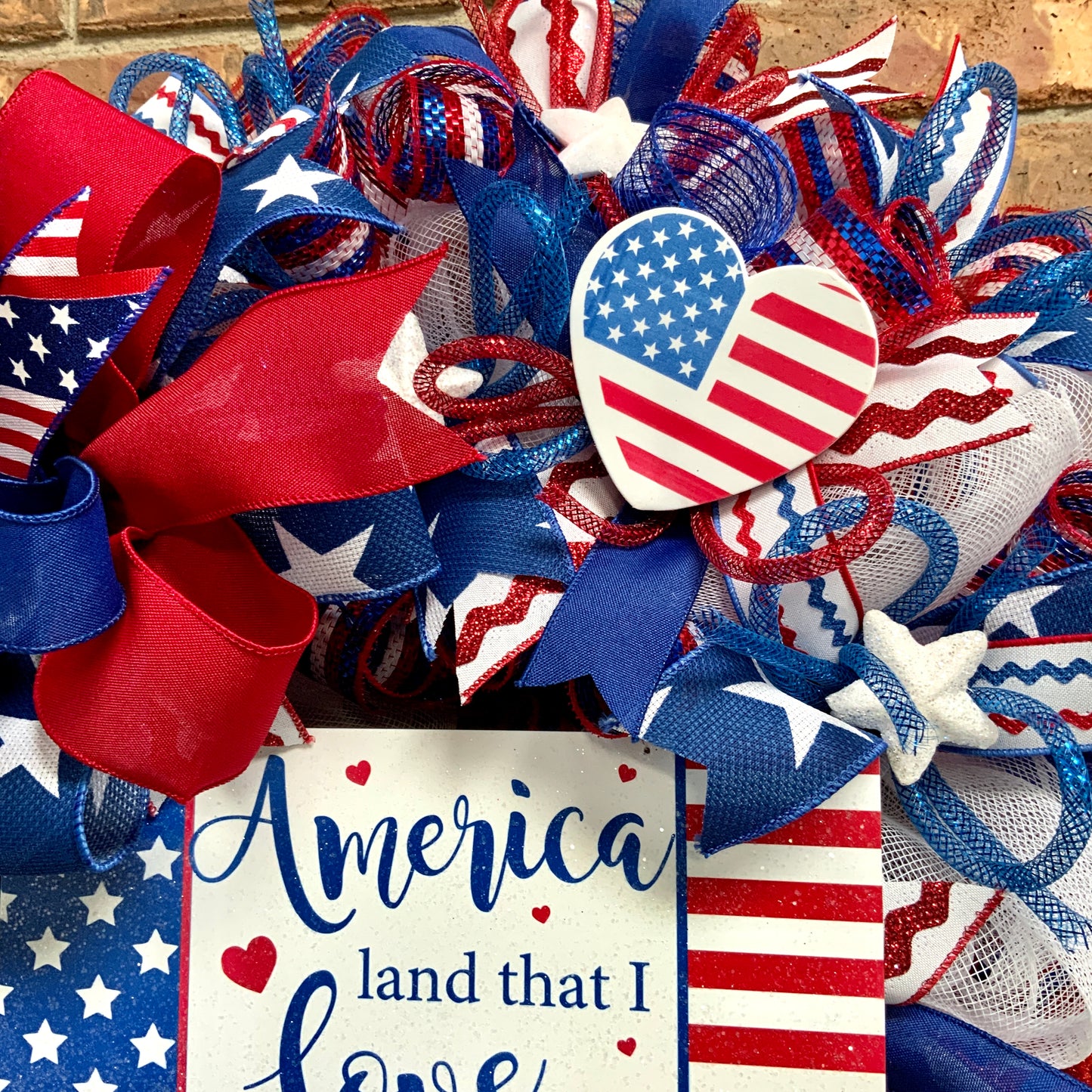 America Land That I Love, Patriotic Wreath For Front Door, Fourth Of July Wreath, American Wreath, Patriotic Decor, Memorial Day Wreath