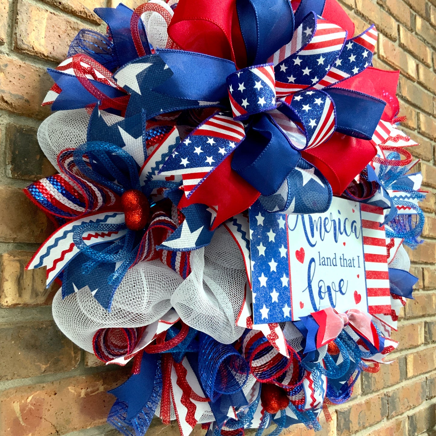 America Land That I Love, Patriotic Wreath For Front Door, Fourth Of July Wreath, American Wreath, Patriotic Decor, Memorial Day Wreath