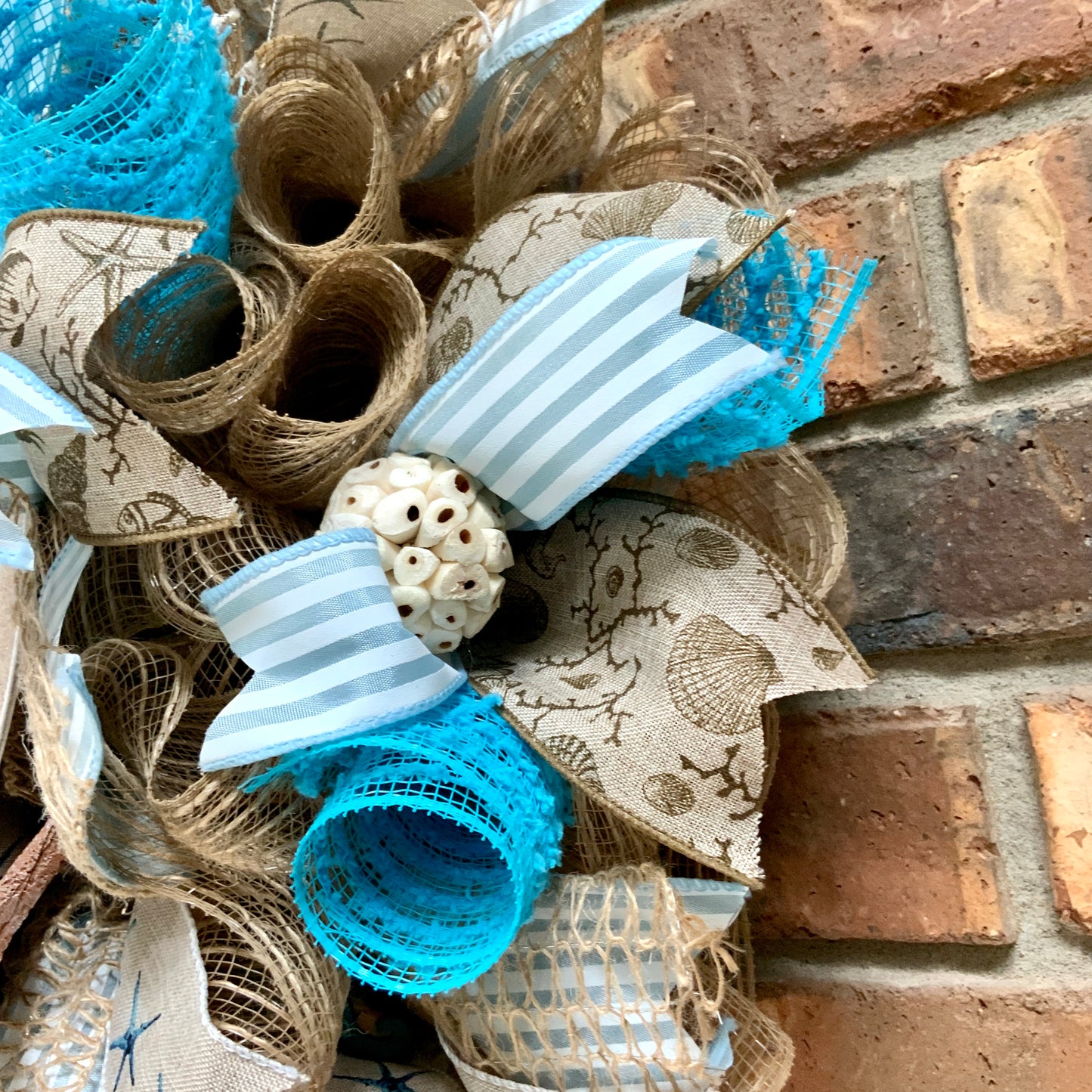 Ocean Wreath For Front Door, Beach Door Hanger, Star Fish Decor, Sea Shell Wreath, Beach Home Decor, Lake House Wreath
