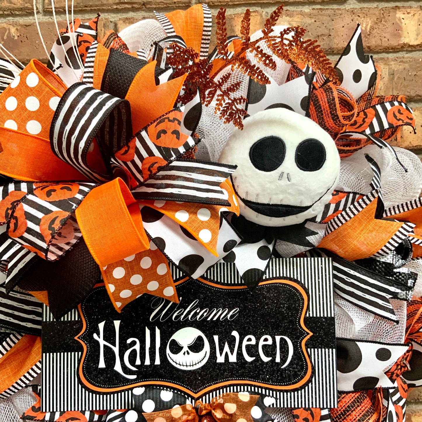 Halloween Welcome Wreath, Jack Skellington Wreath, Happy Halloween Decor, Halloween Jack Skellington Door Hanger