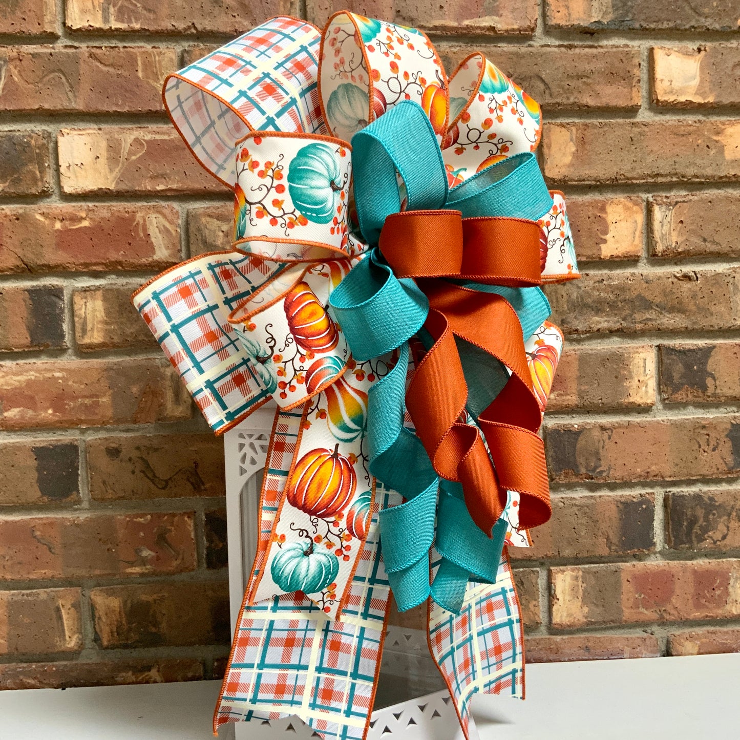 Fall Bow, Pumpkin Bow, Fall Bow For Lantern, Fall Decor, Fall Bow For Wreaths, Sconce Bow