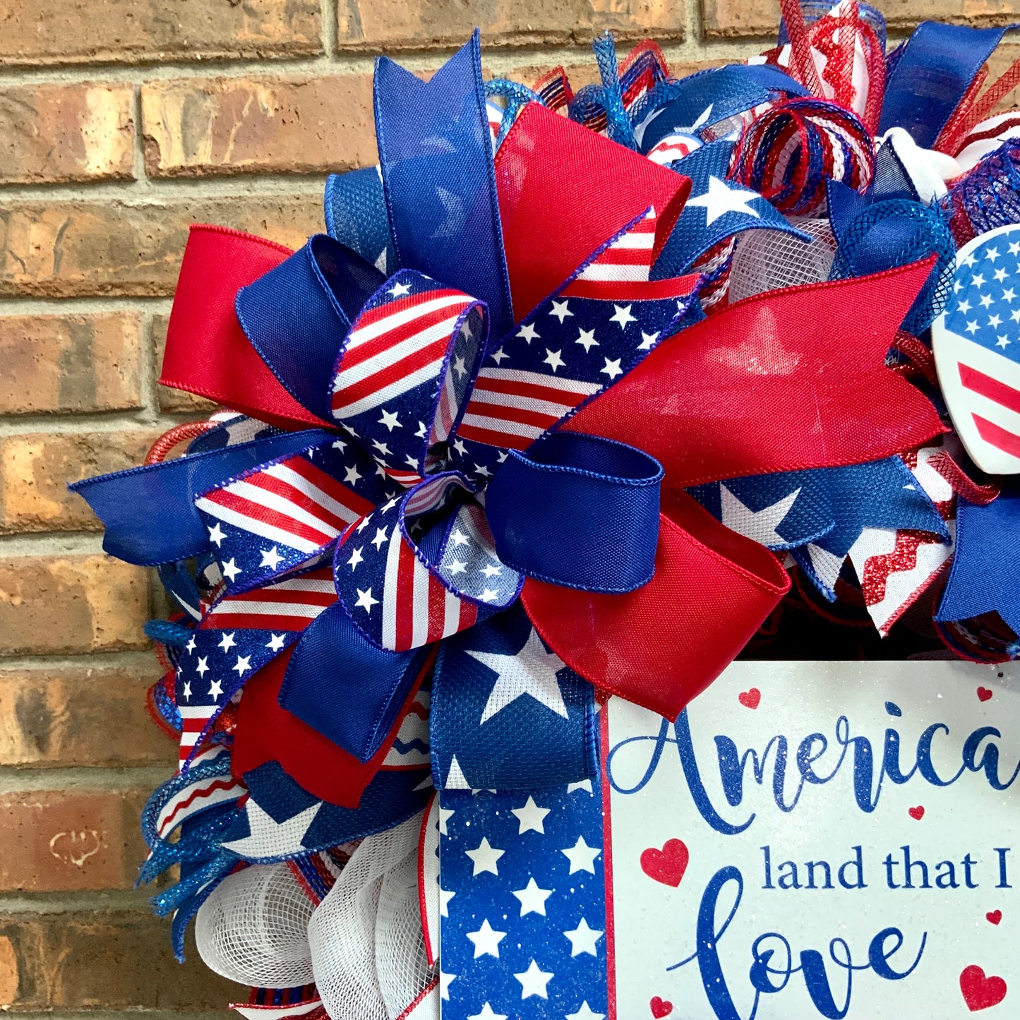 America Land That I Love, Patriotic Wreath For Front Door, Fourth Of July Wreath, American Wreath, Patriotic Decor, Memorial Day Wreath