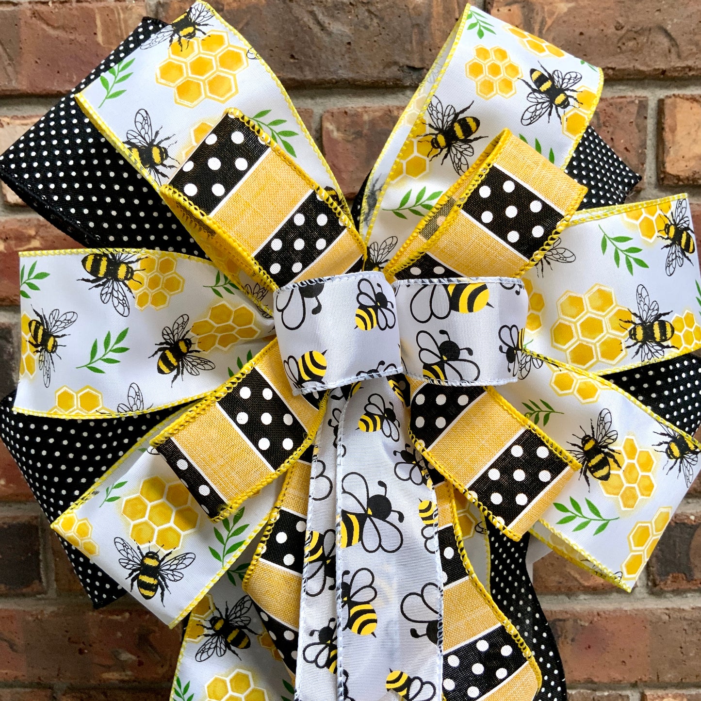 Bumble Bee Bow, Bee Bow, Lantern Bow, Mailbox Bow, Spring Bumble Bee Decor, Bee Hive Decor, Sconce Bow, Bumble Bee Bow For Wreaths
