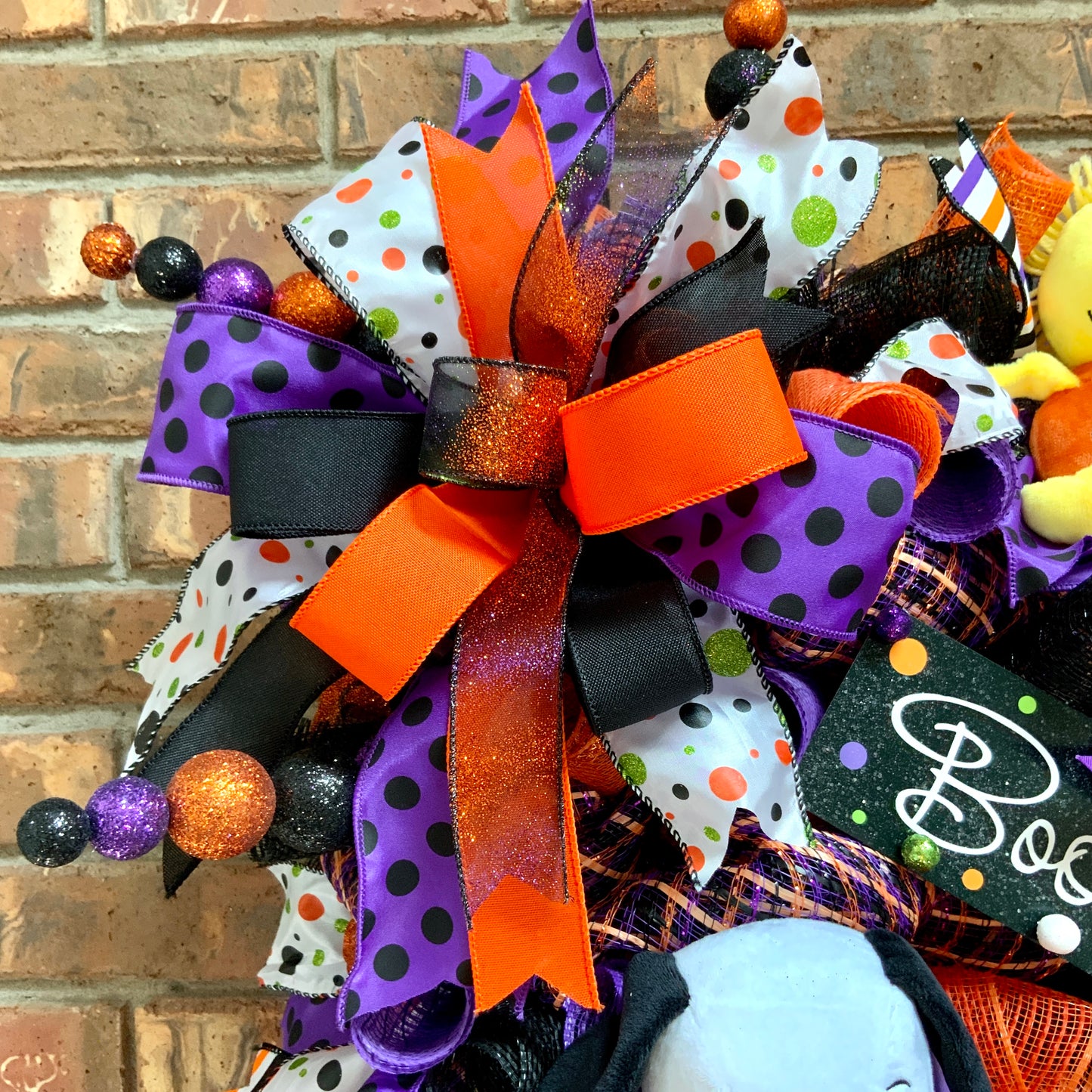 Halloween Snoopy Wreath, Halloween Snoopy Decor, Snoopy and Woodstock Door Hanger, Halloween Dog Door Hanger, Halloween Swag For Front Door