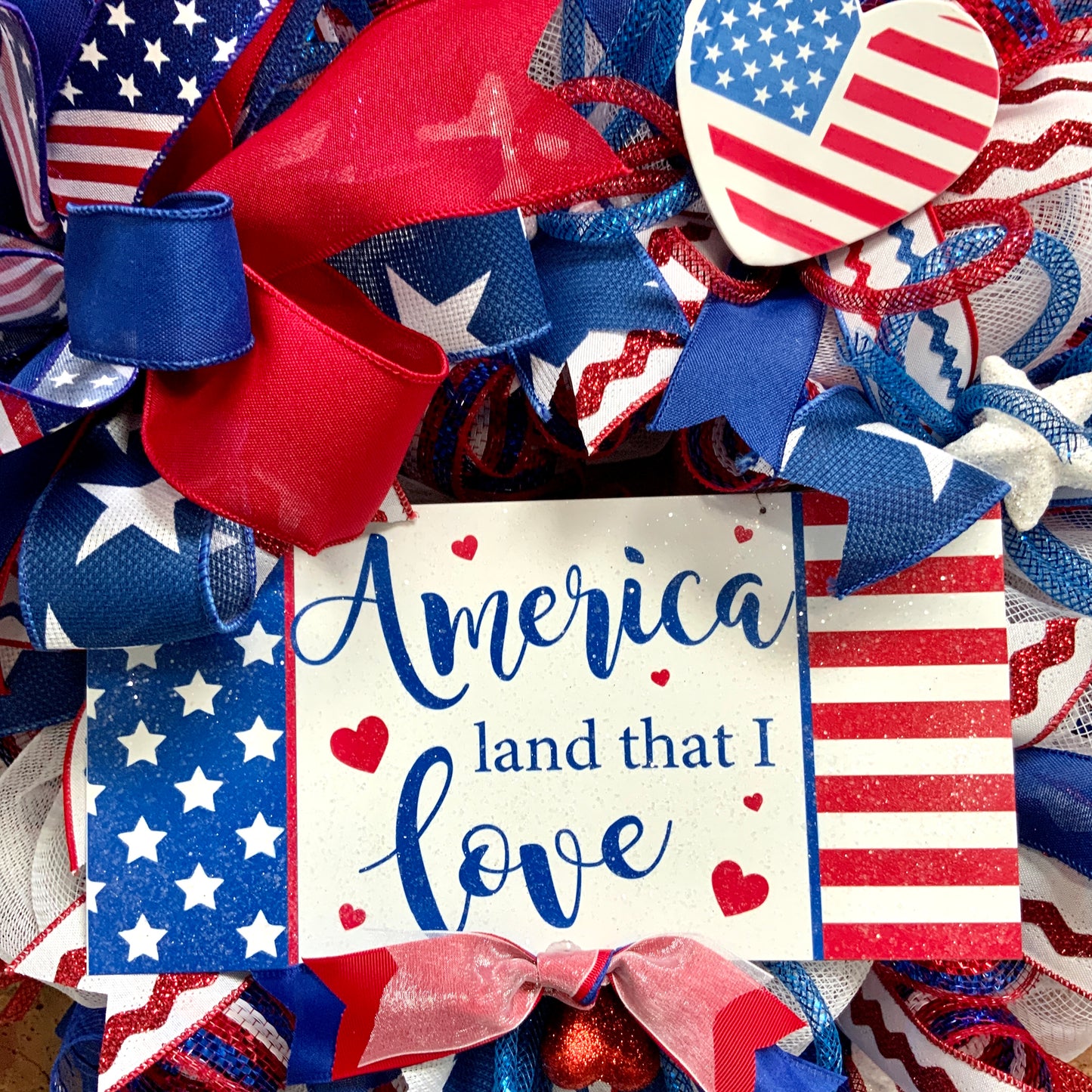 America Land That I Love, Patriotic Wreath For Front Door, Fourth Of July Wreath, American Wreath, Patriotic Decor, Memorial Day Wreath
