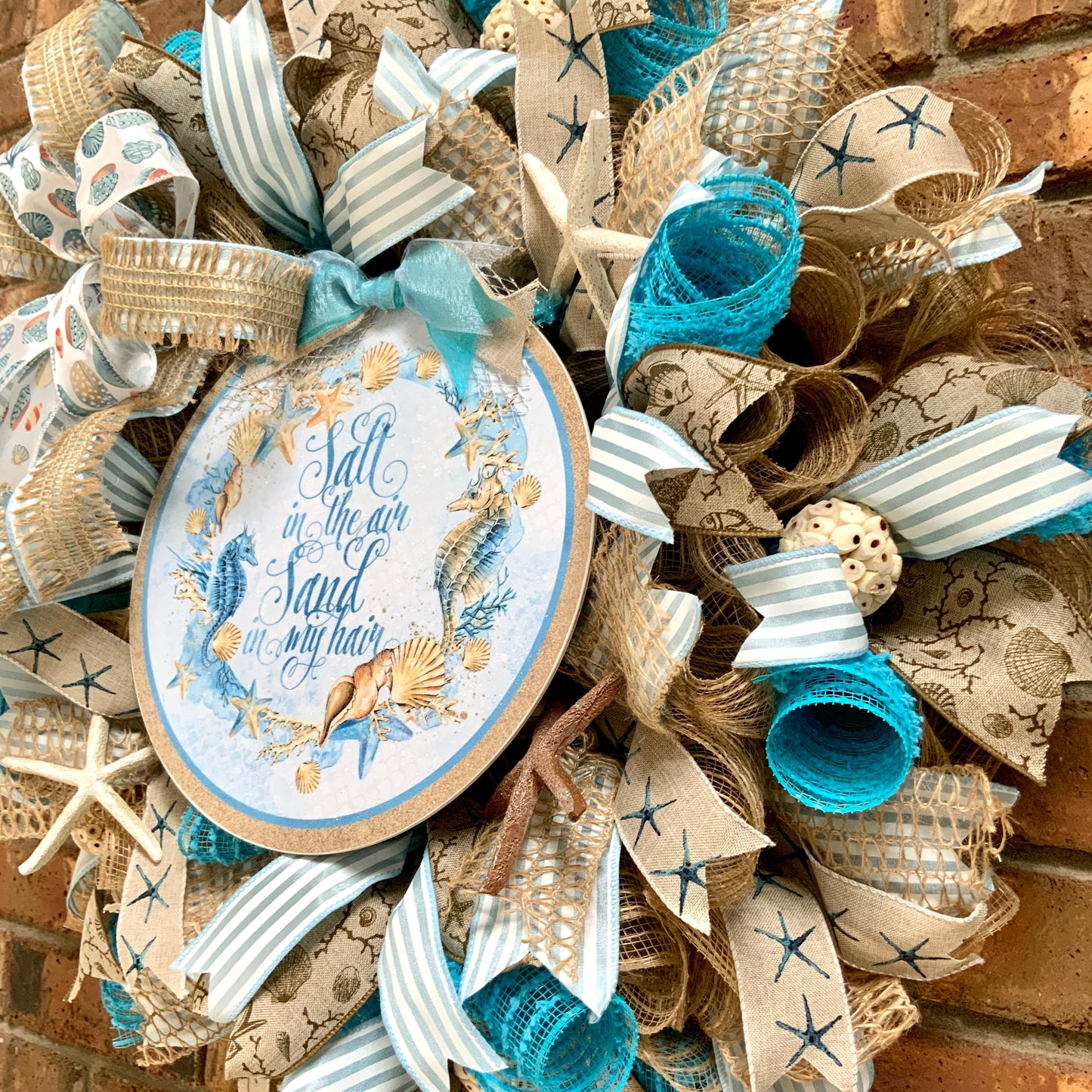 Ocean Wreath For Front Door, Beach Door Hanger, Star Fish Decor, Sea Shell Wreath, Beach Home Decor, Lake House Wreath