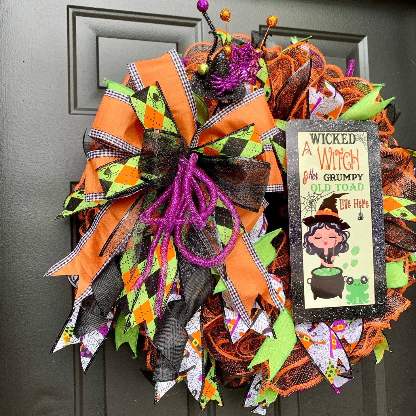 Wicked Witch Wreath, Halloween Witch Wreath, Halloween Witch Door Hanger, Witch Hat Wreath, Halloween Wreath, Halloween Welcome Wreath