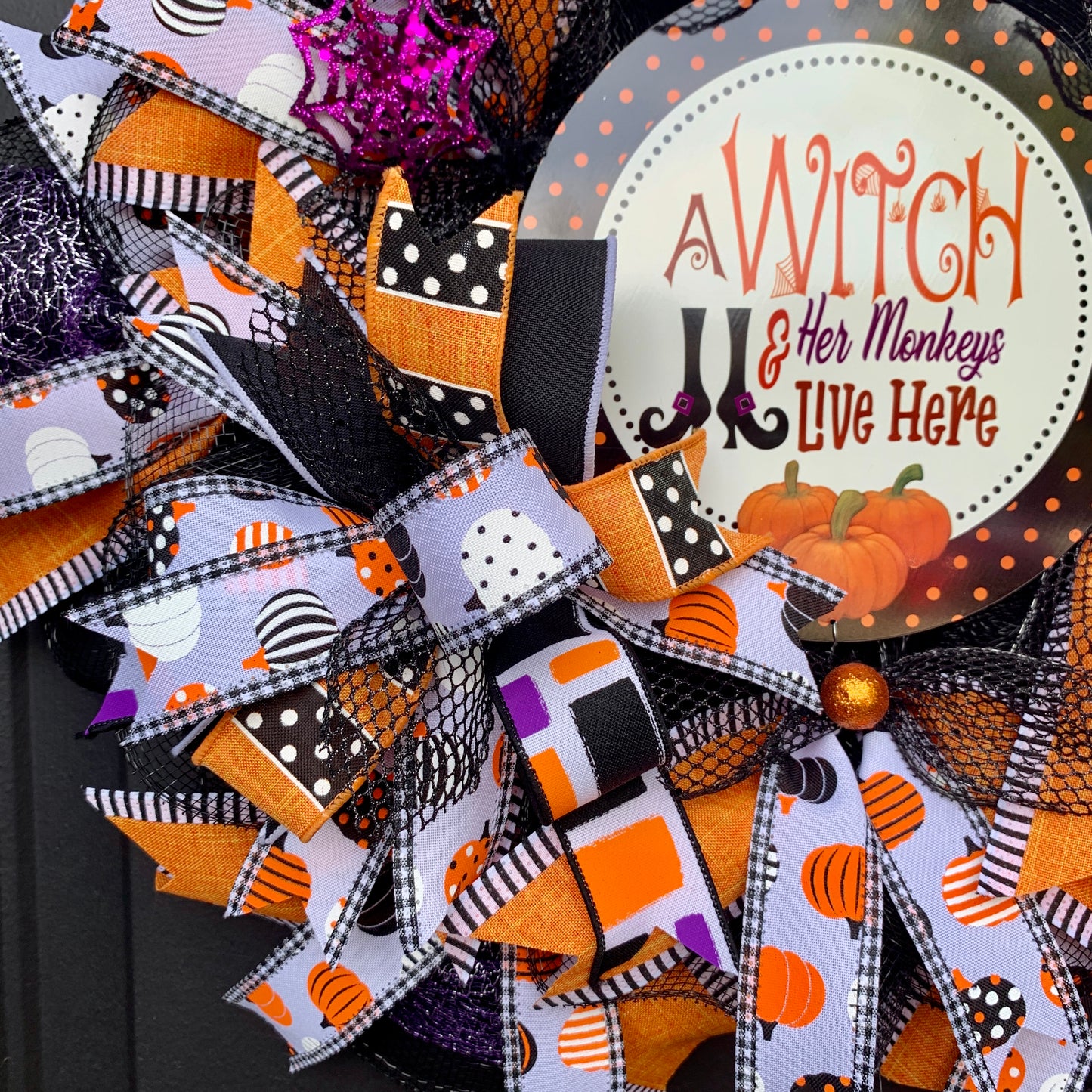 Halloween Witch Wreath, Halloween Witch Wreath, Witch Door Hanger, Halloween Pancake Wreath