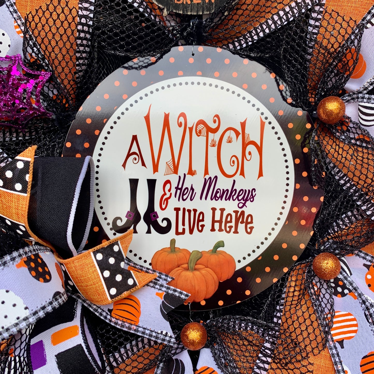 Halloween Witch Wreath, Halloween Witch Wreath, Witch Door Hanger, Halloween Pancake Wreath