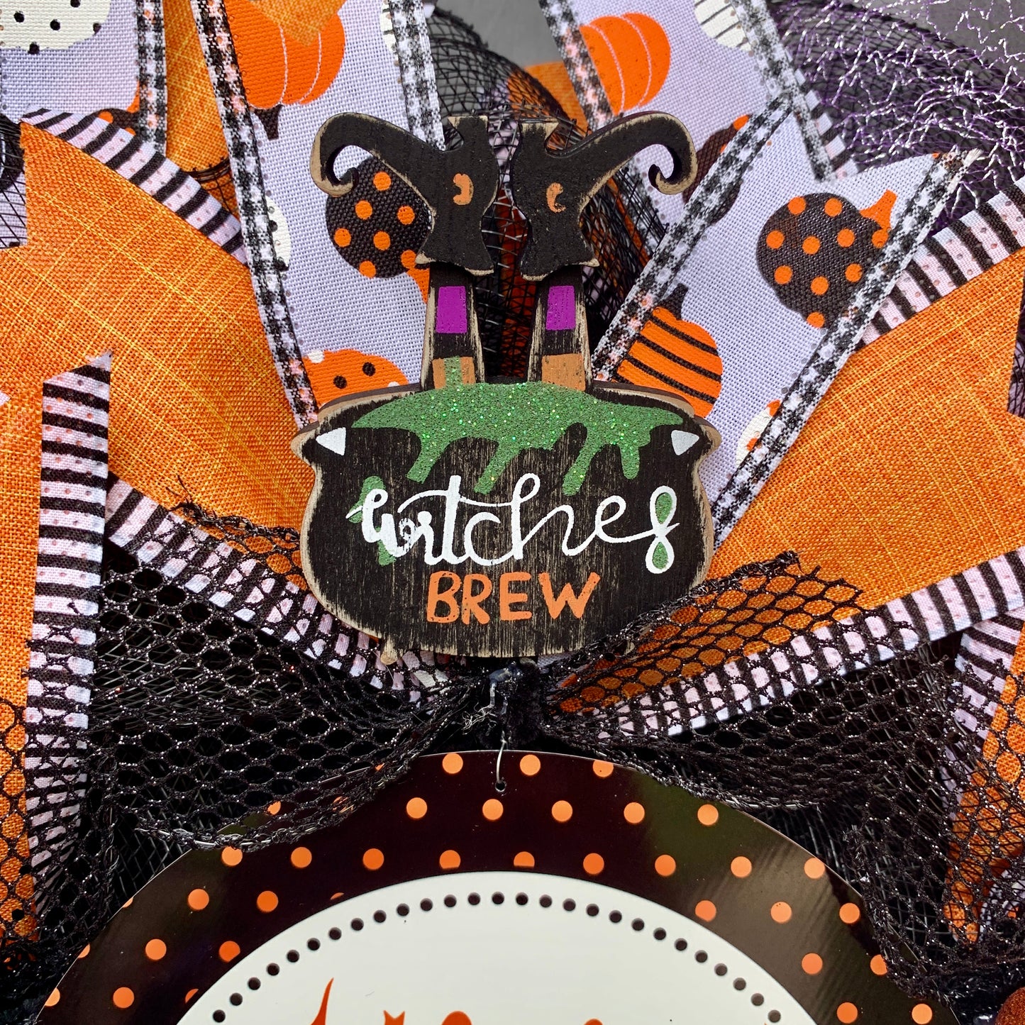 Halloween Witch Wreath, Halloween Witch Wreath, Witch Door Hanger, Halloween Pancake Wreath