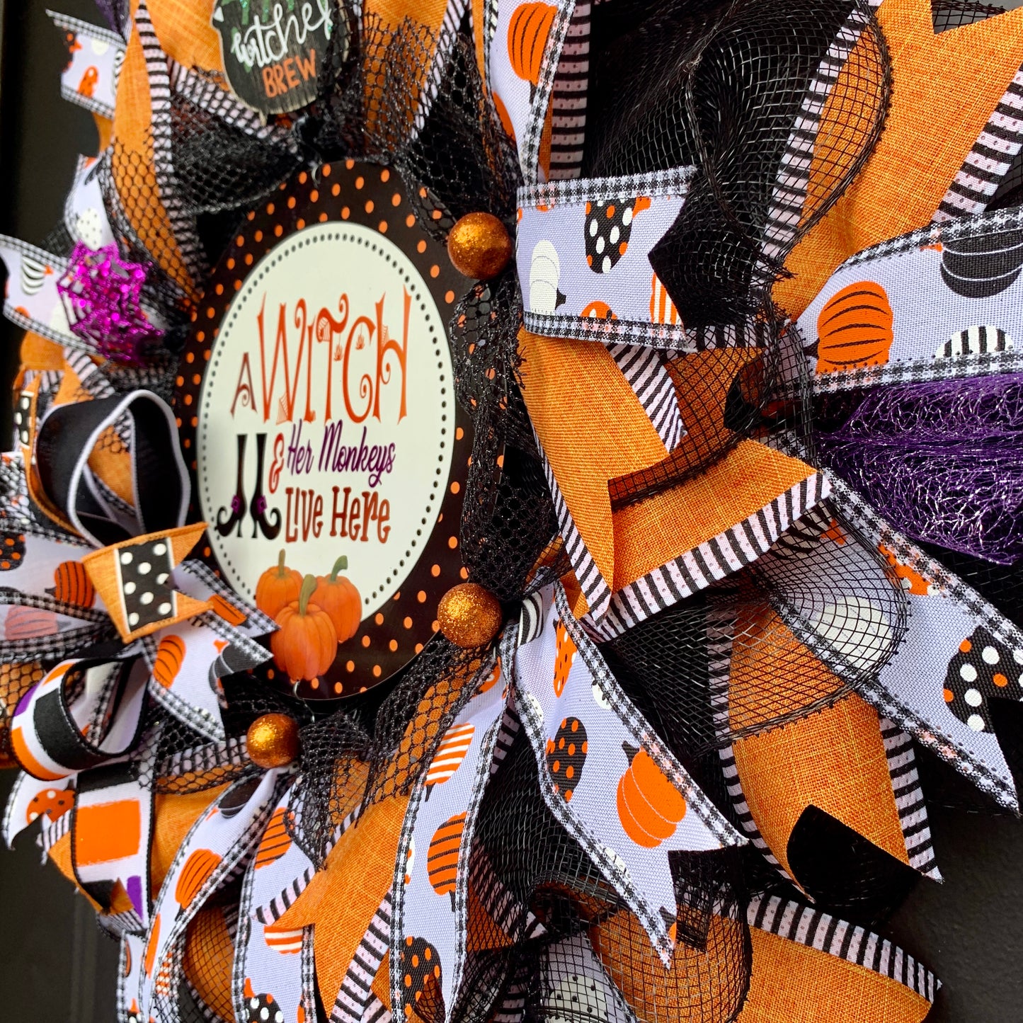 Halloween Witch Wreath, Halloween Witch Wreath, Witch Door Hanger, Halloween Pancake Wreath