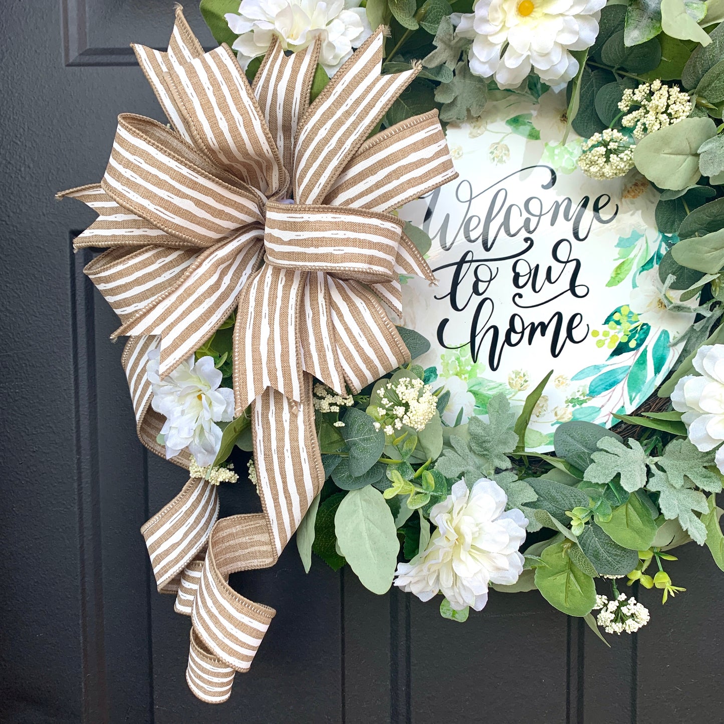 Welcome To Our Home Wreath, Elegant Wreath, Welcome to Our Home Door Hanger, Elegant Farmhouse Decor, Country Grapevine Wreath