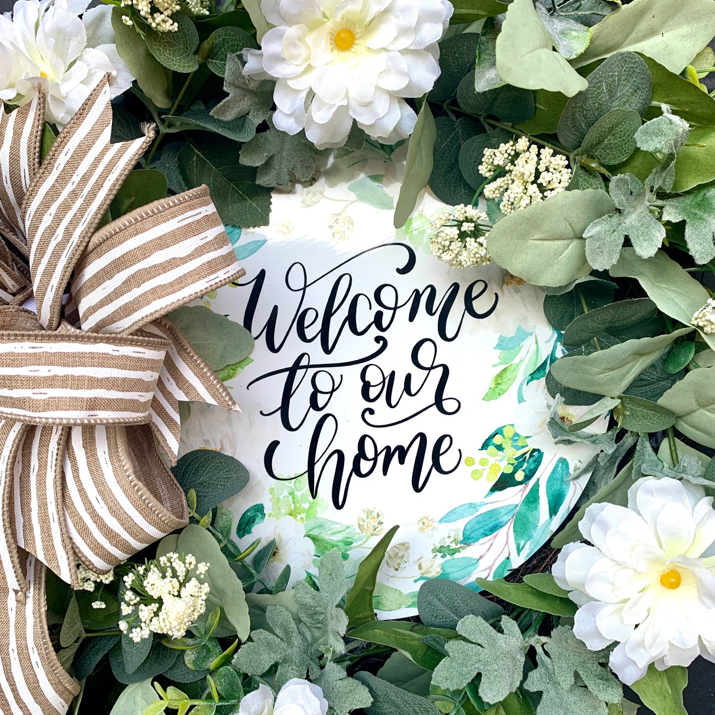 Welcome To Our Home Wreath, Elegant Wreath, Welcome to Our Home Door Hanger, Elegant Farmhouse Decor, Country Grapevine Wreath
