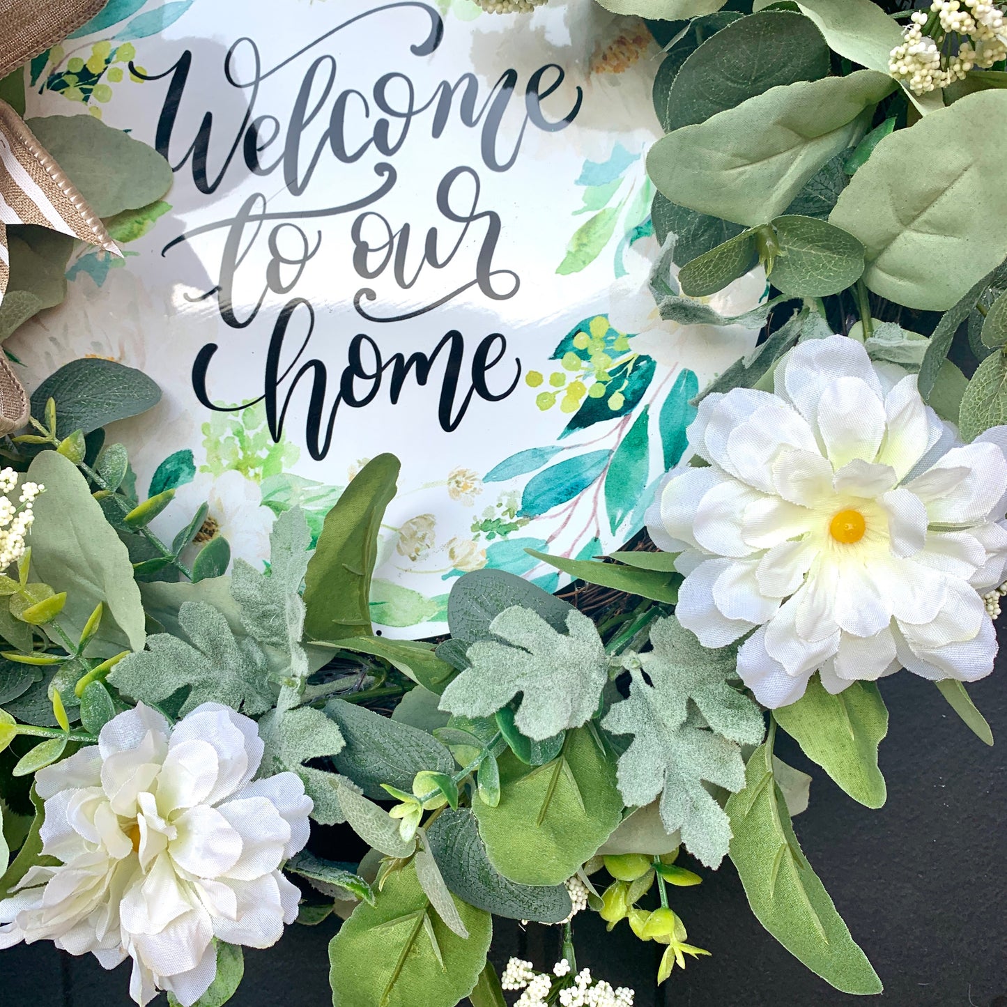 Welcome To Our Home Wreath, Elegant Wreath, Welcome to Our Home Door Hanger, Elegant Farmhouse Decor, Country Grapevine Wreath