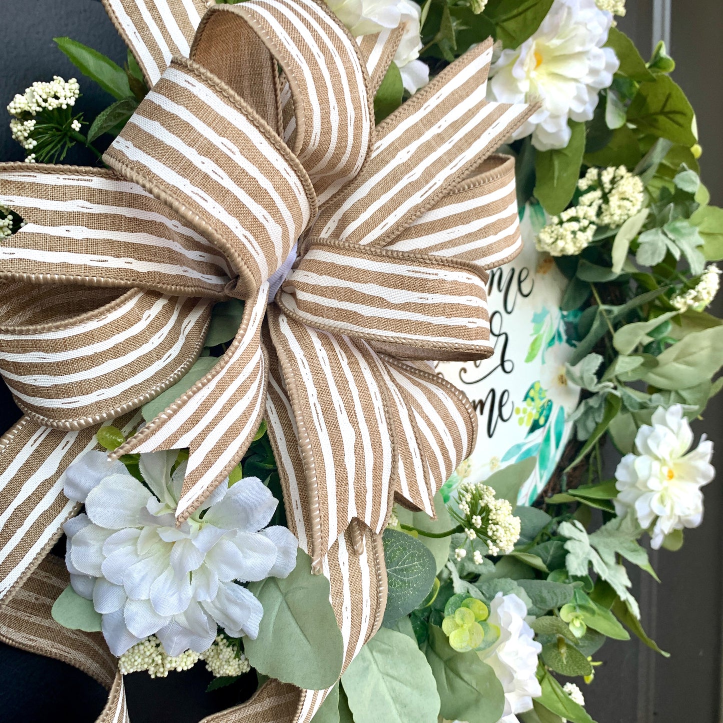 Welcome To Our Home Wreath, Elegant Wreath, Welcome to Our Home Door Hanger, Elegant Farmhouse Decor, Country Grapevine Wreath