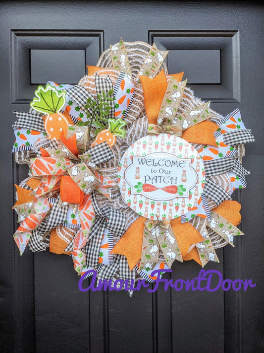 Easter Welcome Wreath, Easter Carrot Wreath, Easter Carrot Wreath, Easter Pancake Wreath, Happy Easter Wreath