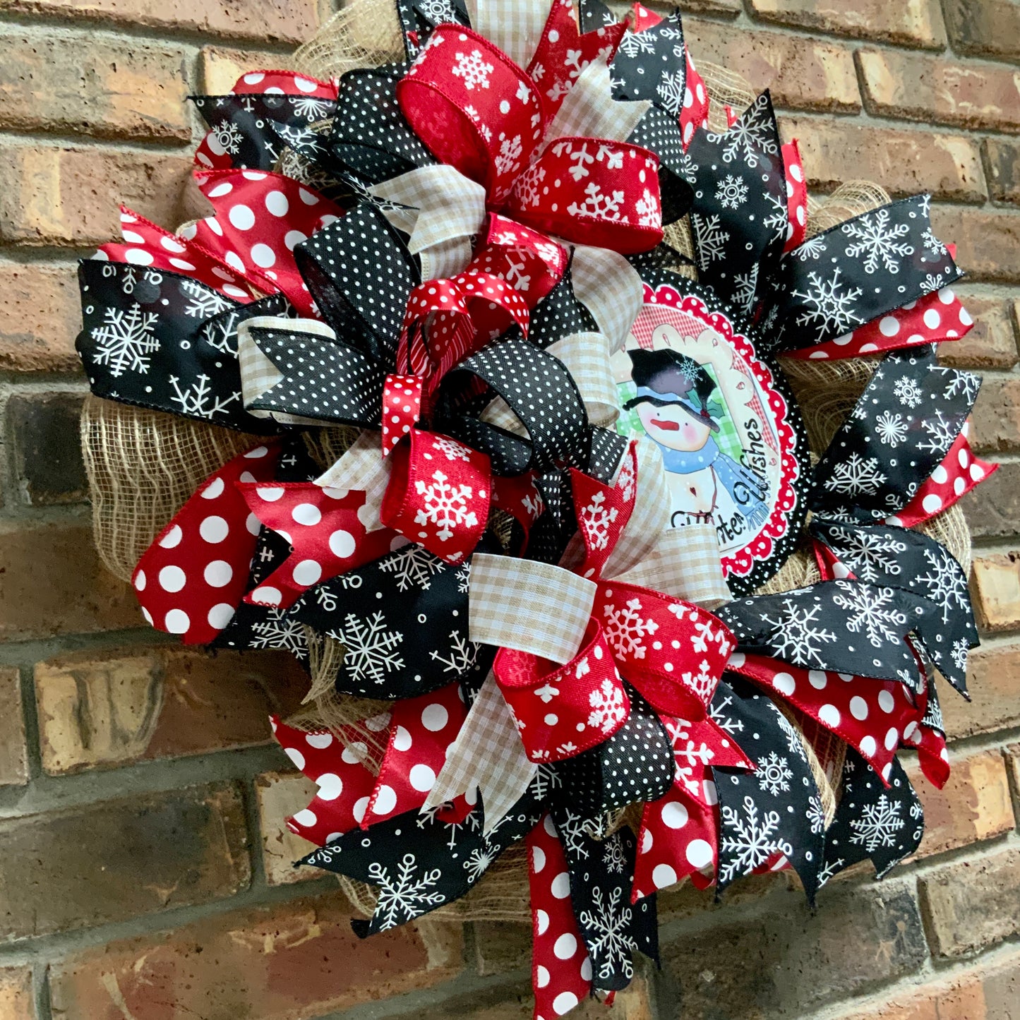 Snowman Wreath, Snowman Pancake Wreath, Winter Wreath, Winter Pancake Wreath, Winter Not Christmas Wreath, Warm Winter Wishes Wreath